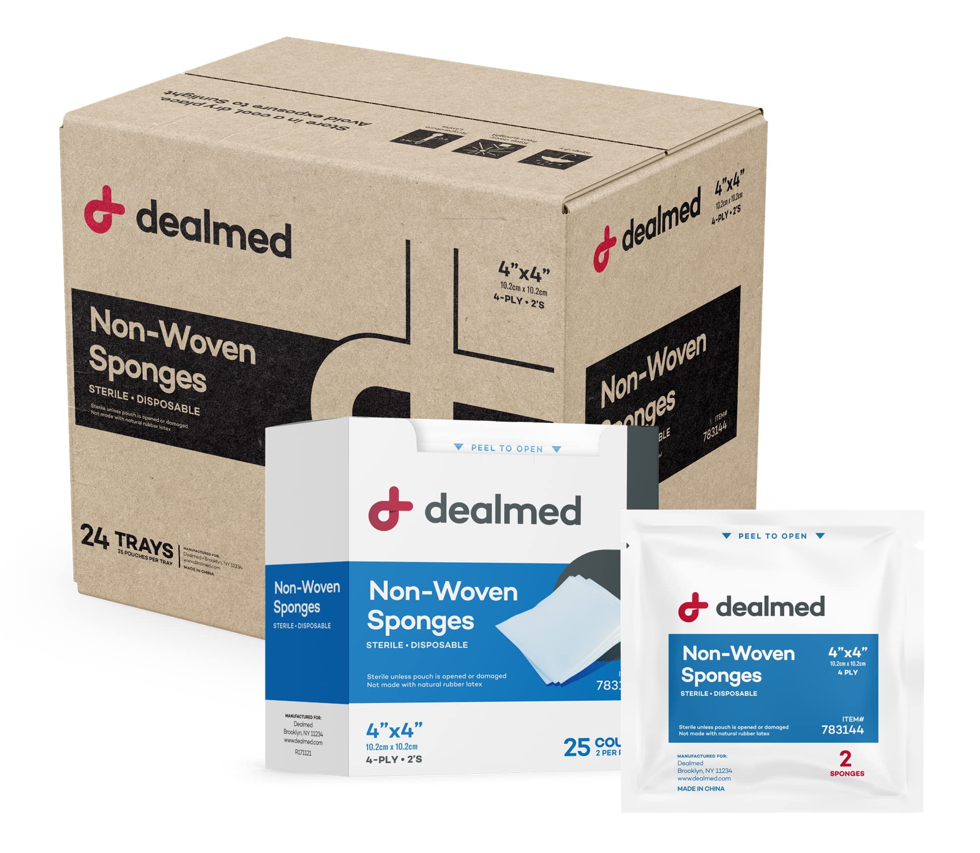Amazon.com: Dealmed Premium 4” x 4” Non‑Woven Sponges (25 ct.) 4