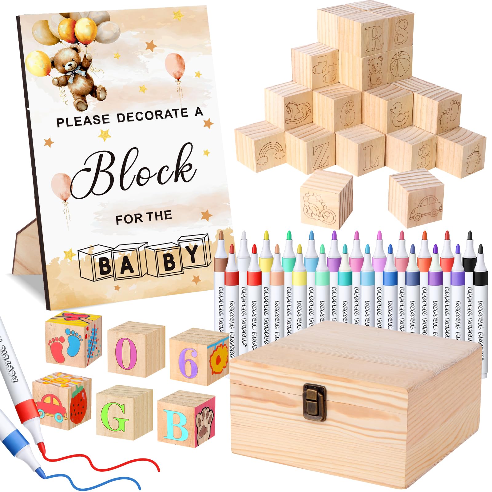 Pydeeirom Baby Shower Blocks Game Set - stacking blocks | Mubboo