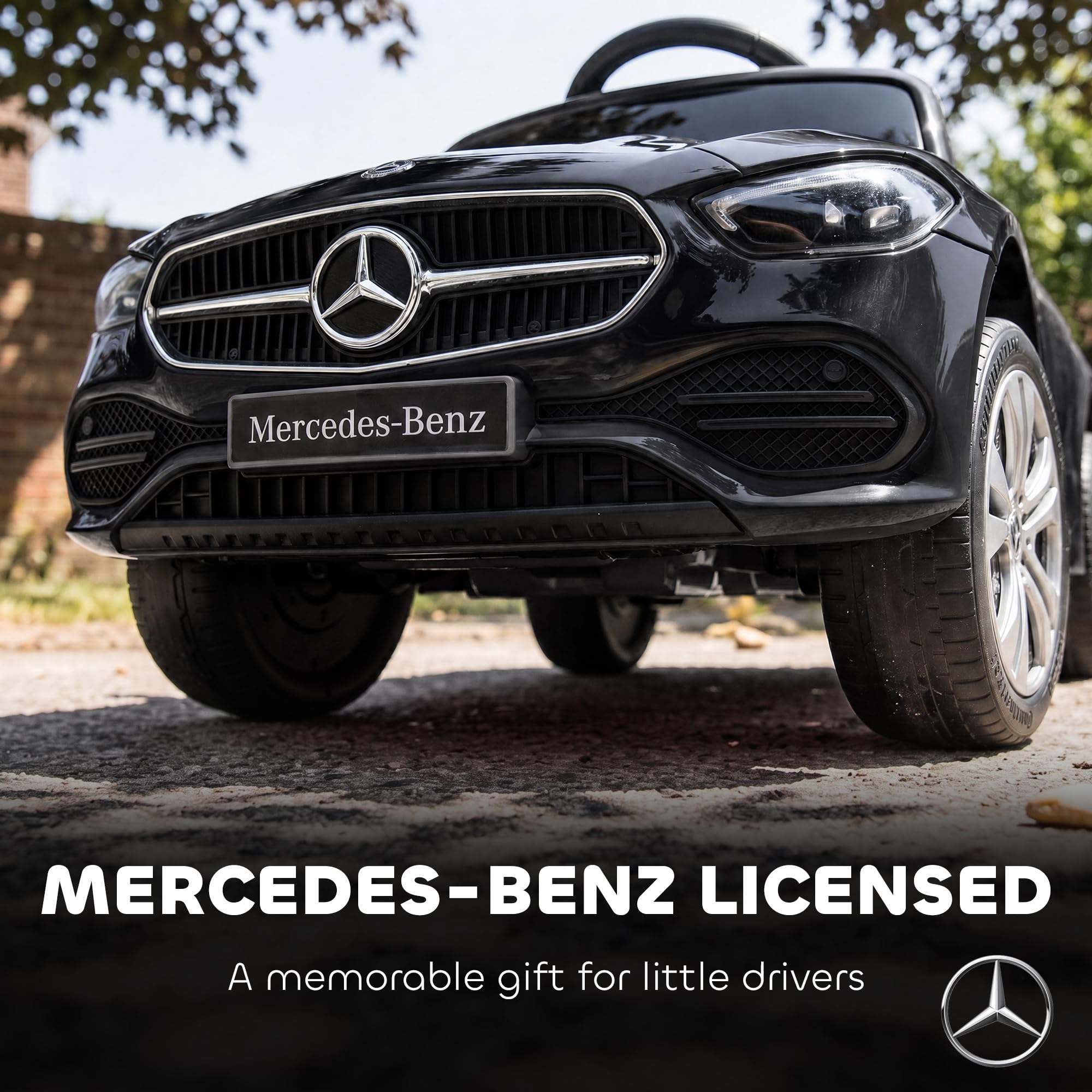 AIYAPLAY jeździk-pchacz 3 w 1 dla dzieci, na licencji Mercedes-Benz, z rączką do pchania, daszkiem, barierkami, klaksonem, muzyką i schowkiem, 12-36 miesięcy, czarny