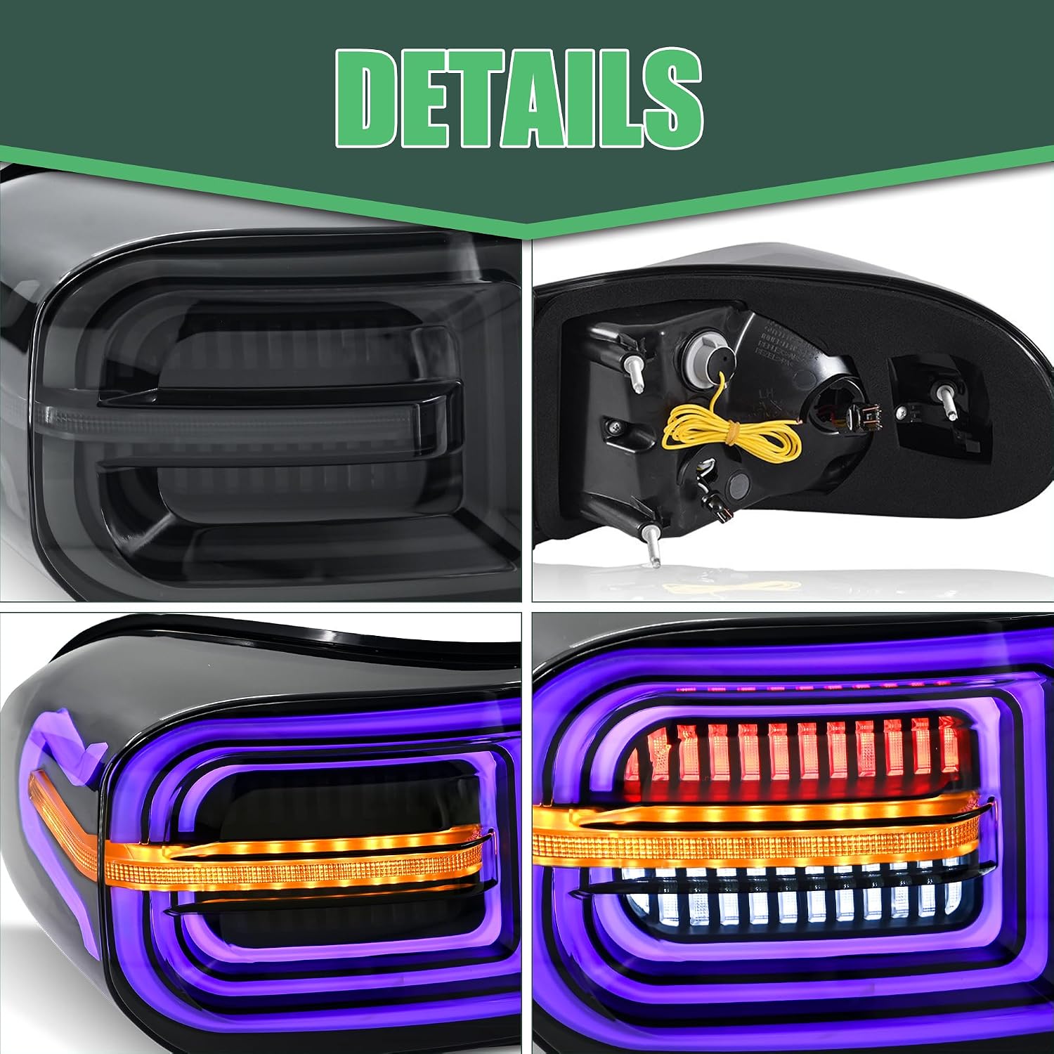letsdate LETSLATE Tail Lights Compatible For FJ Cruiser 2007-2014 Base Model, Led Rear Lmaps w/Start-up Animation w/Amber Sequential Turn Signal, Plug and Play Multicolor