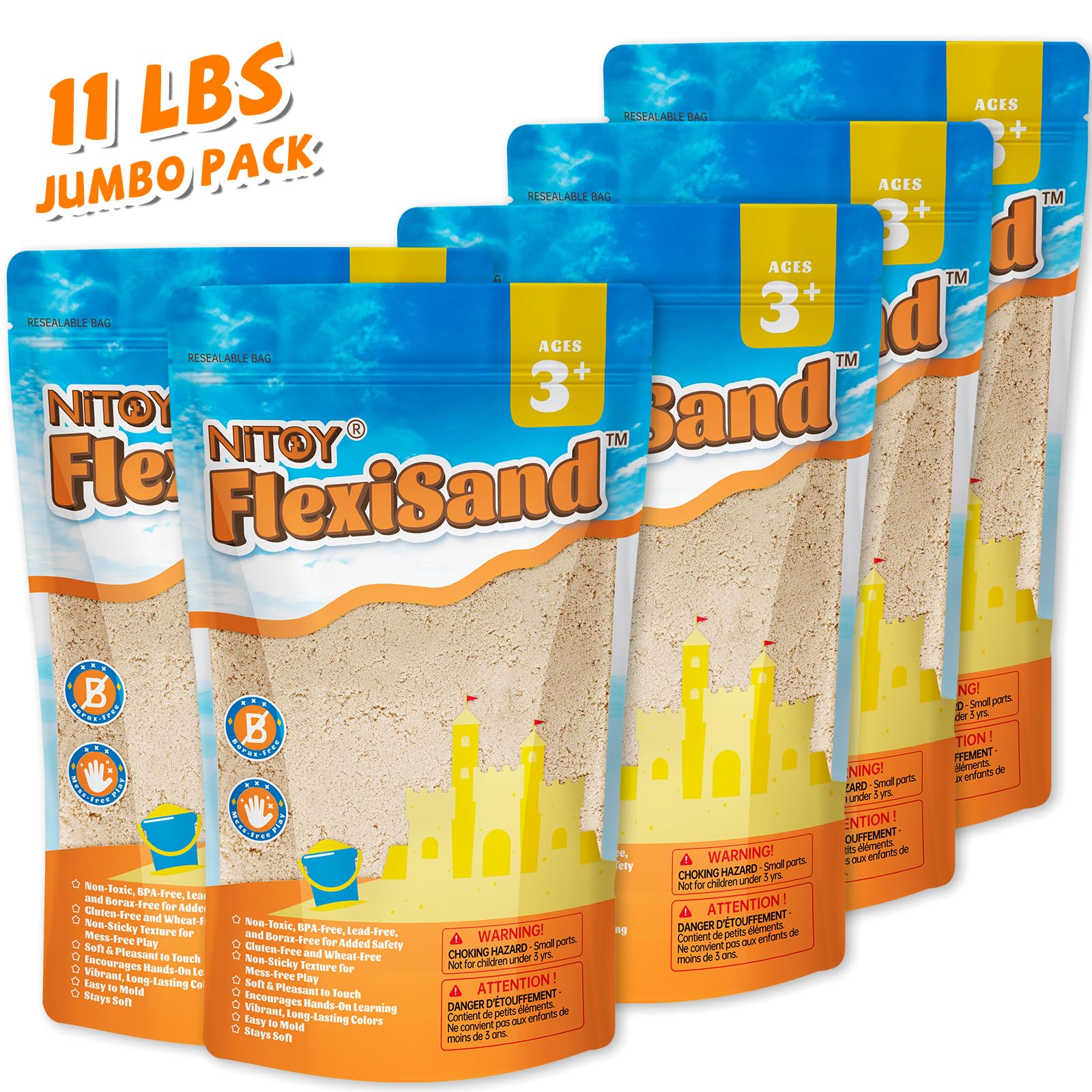 NiToy Play Sand, FlexiSand 5 kg Sabbia da Gioco Modellabile per Bambini, Sabbia da Modellazione per Dare Forma e Impastare, Facile da Maneggiare, Applicazione Pulita, Promuove il Gioco Creativo (Beige