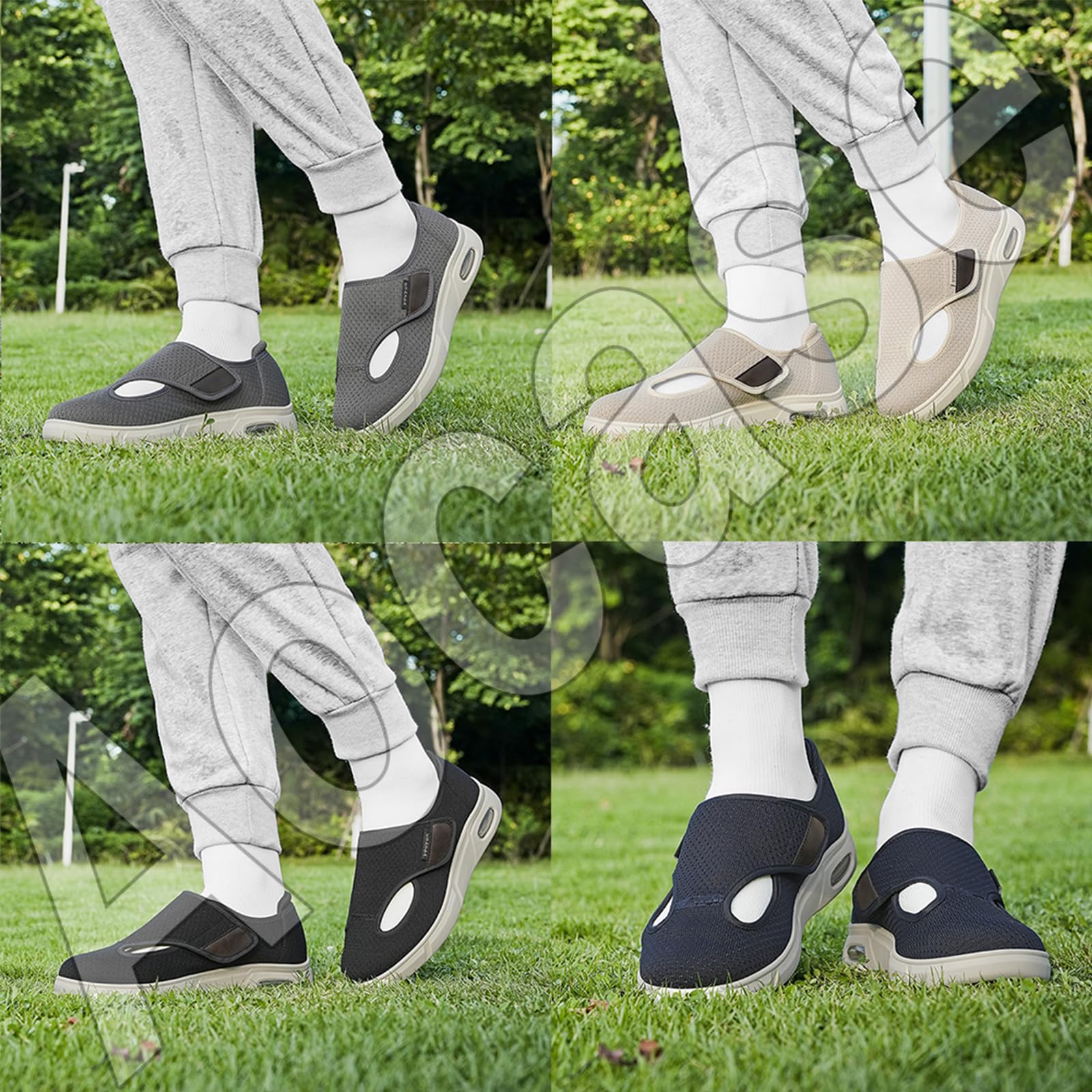 Scarpe Uomo con Strappo Estive Ortopediche Sanitarie Diabetici Pantofole per Anziani Donna Piedi Gonfi,Beige,38 EU