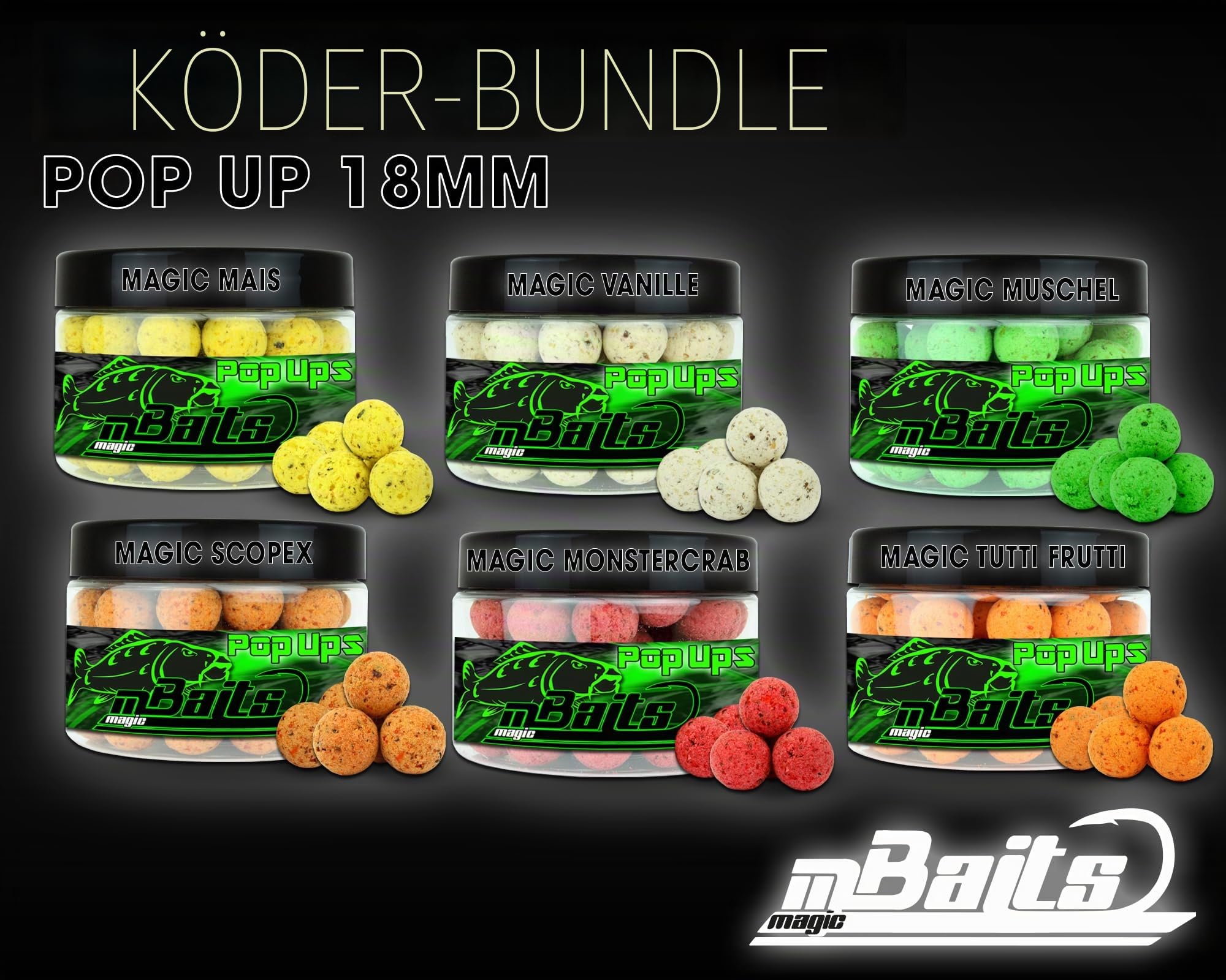 Angel-Berger Magic Baits Bait Bundle Pop Ups All in One Köderset Pop Up Boilies Sparpack Carp Hookbaits Floating Boilies