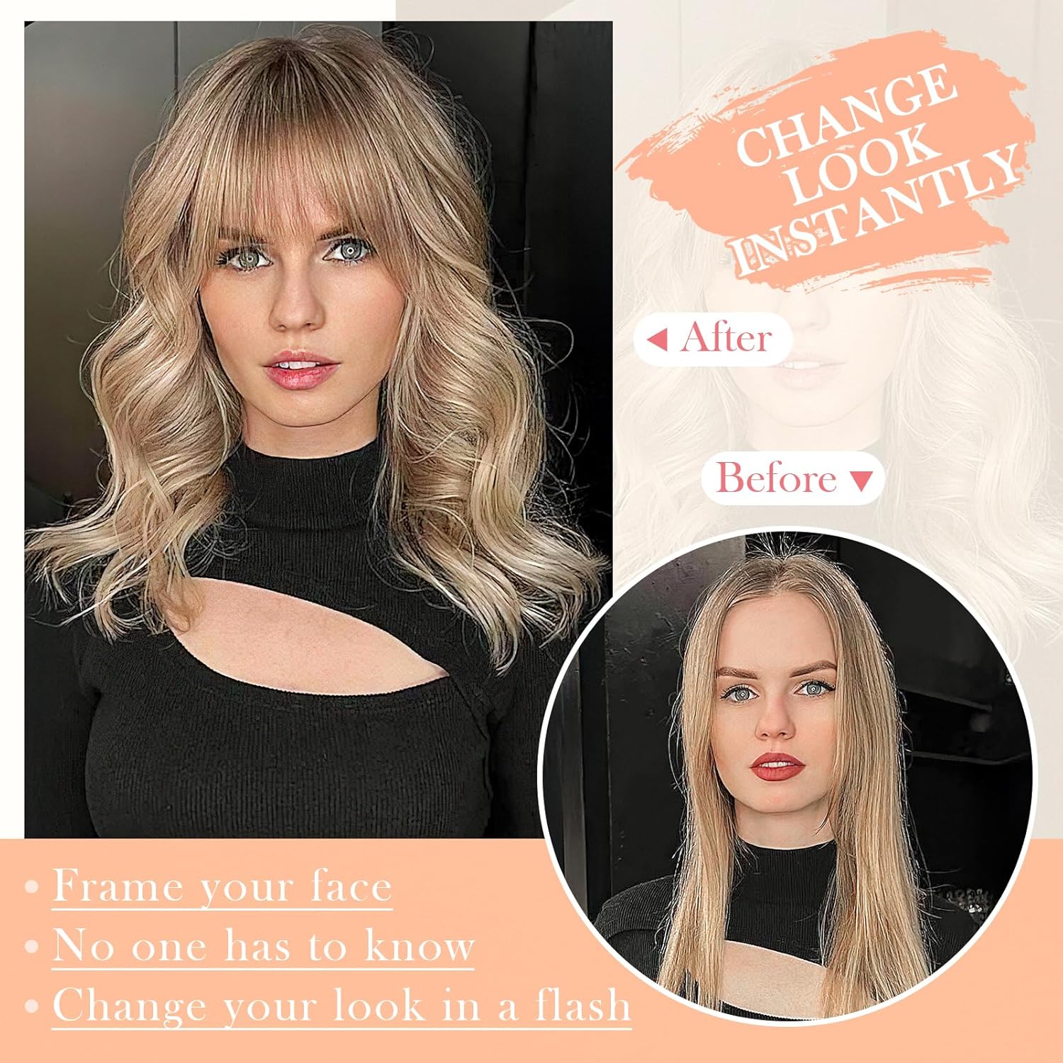 Clip in Bangs Hair Clip on Bangs for Women Wispy Fake Bangs Silver Gray Fringe with Temples Hairpieces for Daily Wear - Image 3