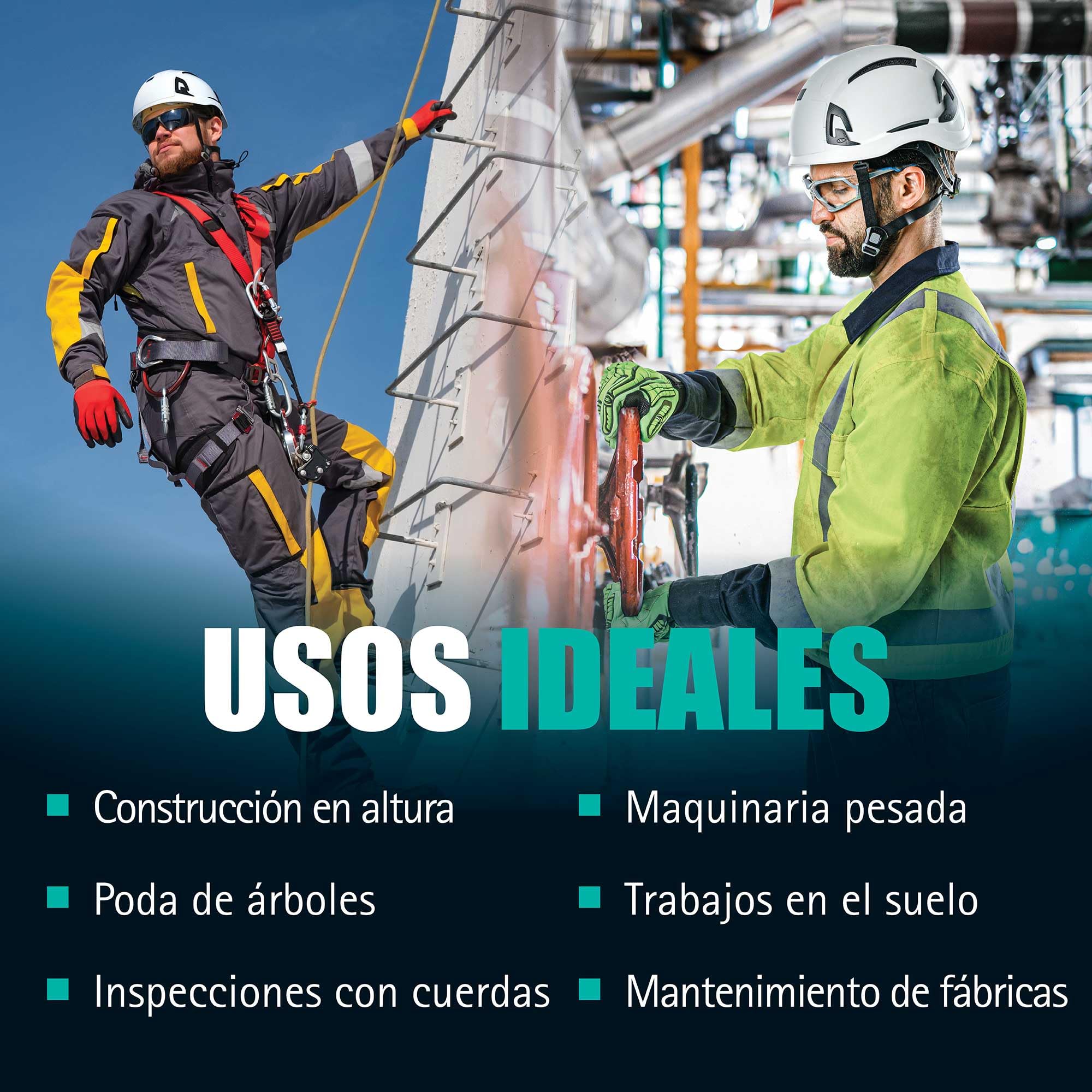 JSP EVO Alta DualSwitch Casco Premium ABS Obra y Altura, Blanco | Alterna entre protección EN 397 industrial y EN 12492 de altura. Carcasa ABS. EN 50365 certificado.