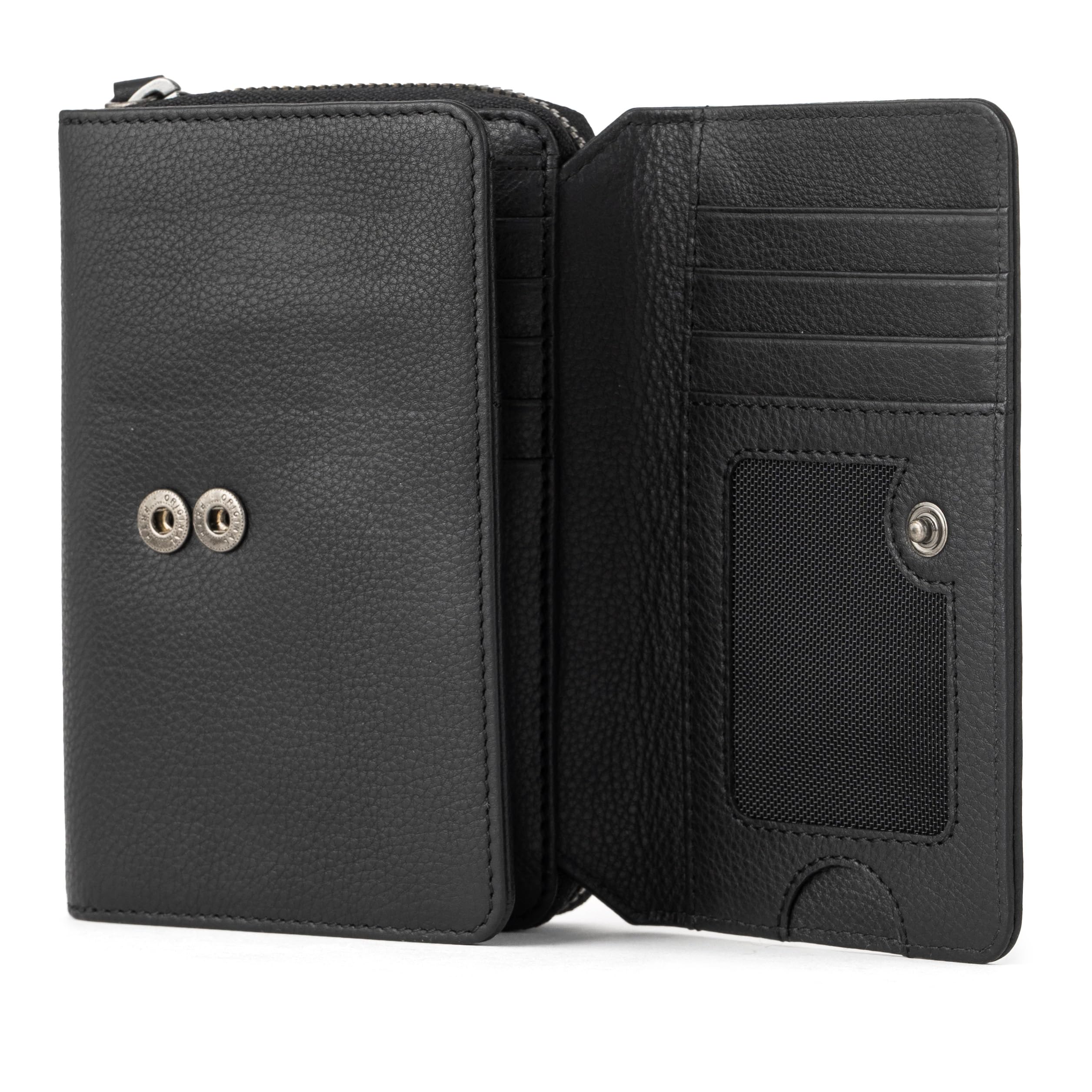 Berliner Bags Premium Geldbörse Vienna, Große Portemonnaie, Geldbeutel aus Leder mit RFID Schutz, inkl. Geschenk-Box, für Damen - Schwarz