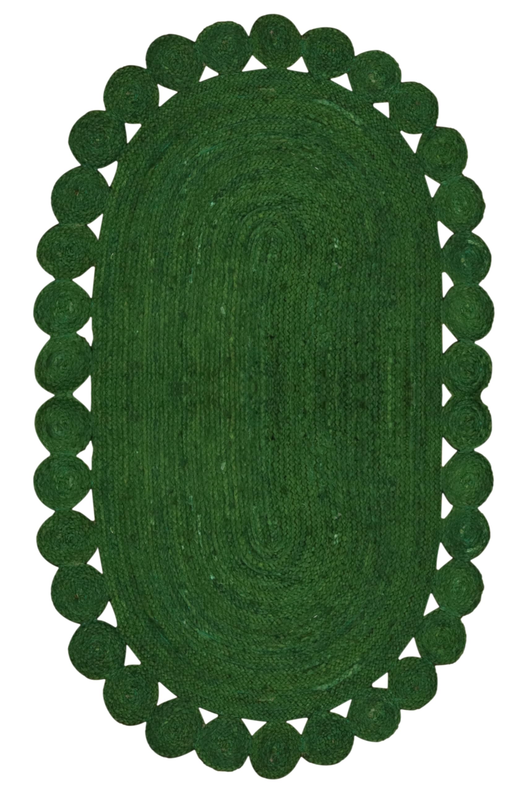 CASAVANI Runner - Oval Rug 2.6x4 Area Rug Kilim Rug Green Solid Design 0.27 inches ThickIndoor Outdoor Rug Flatweave Rug High Traffic Area Lake House