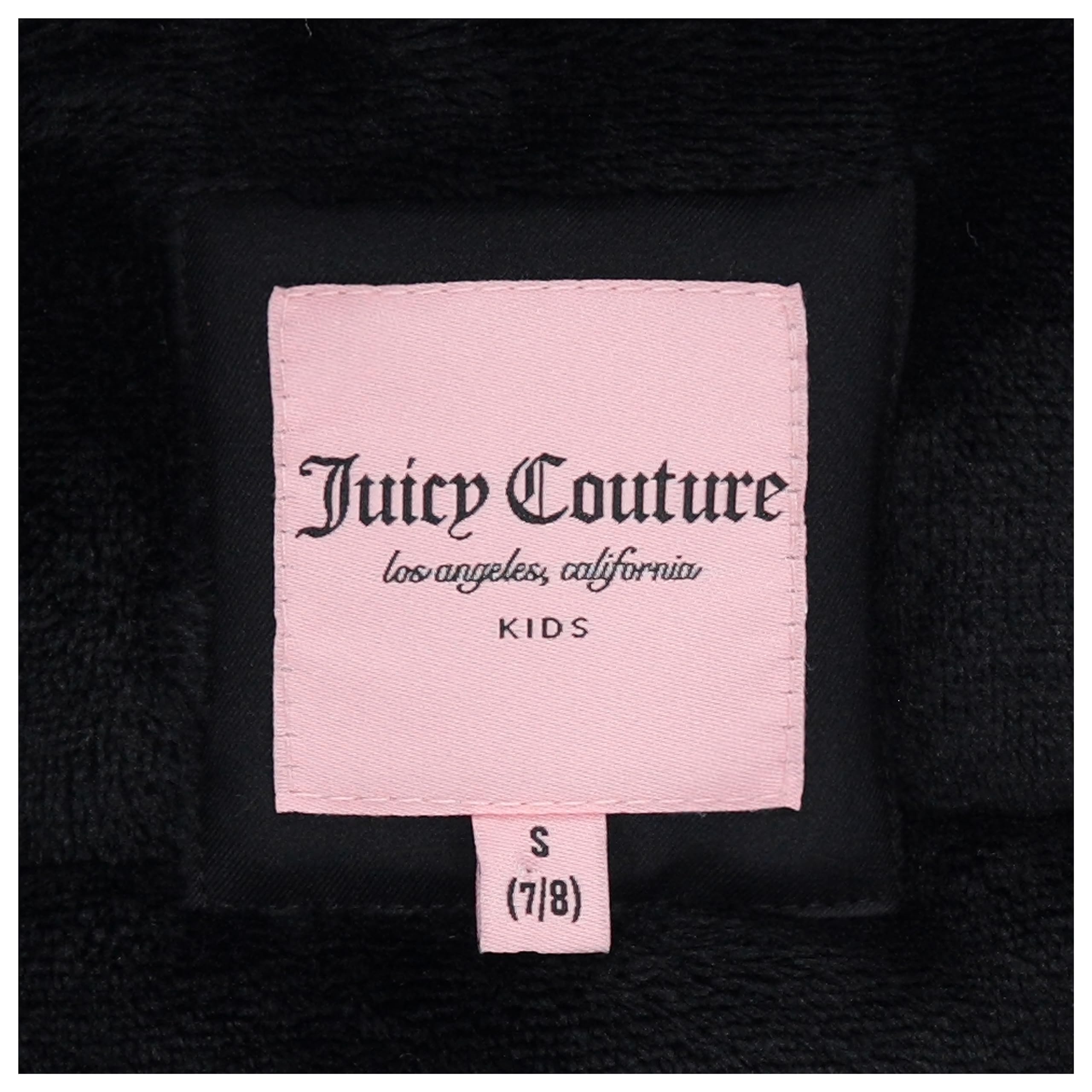 Juicy Couture Cappotto da ragazza, giacca invernale con cappuccio in pelliccia sintetica, calda e imbottita, cappotto invernale per bambini, nero7z104, 7-8, Black7Z104, S