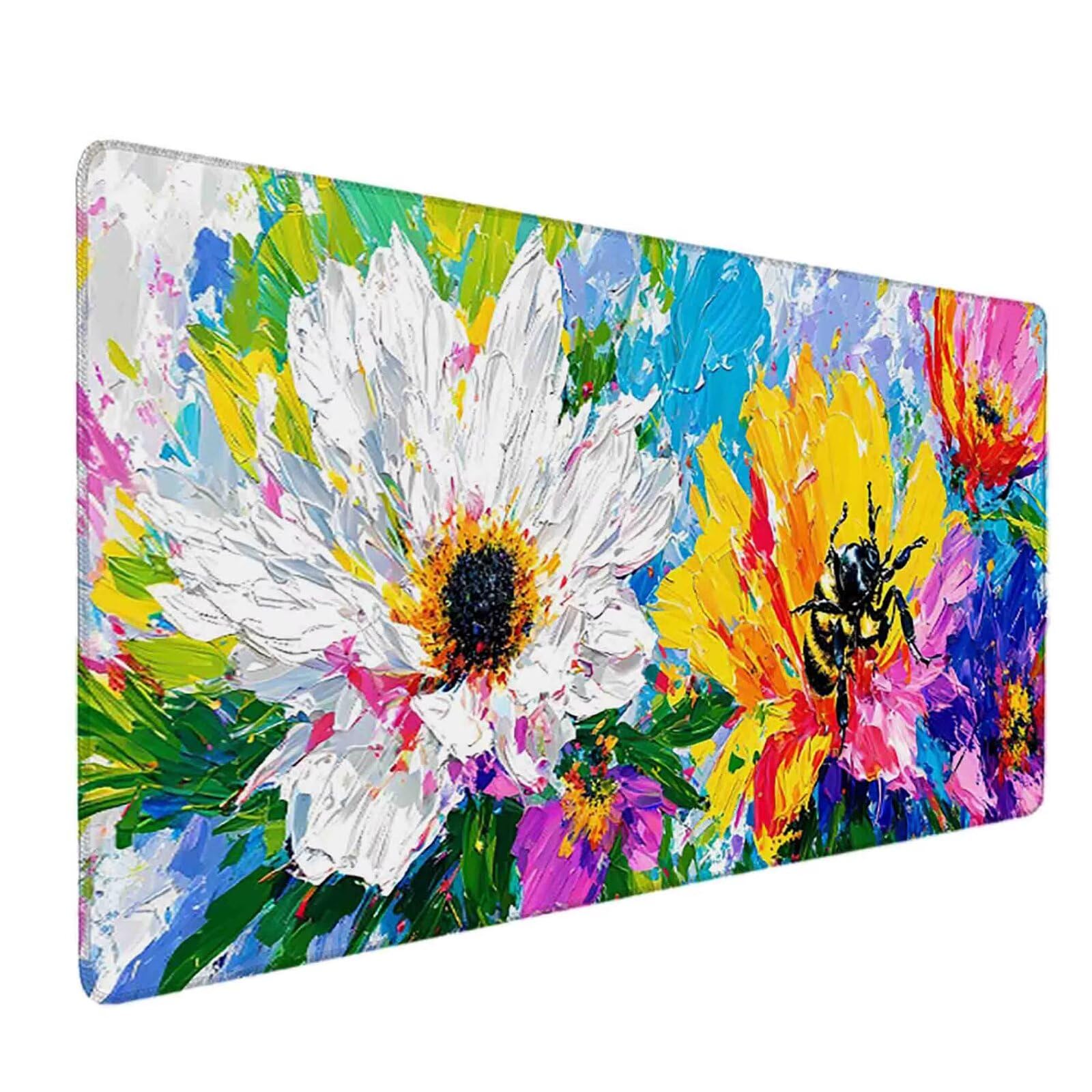 Tappetino Mouse Giallo Mousepad Fiore Tappetino Mouse XXL 1200 x 600mm Sottomano Scrivania Grande con Base in Gomma Antiscivolo Accessori Gaming, Migliora Precisione e Velocità per PC, Laptop h8835