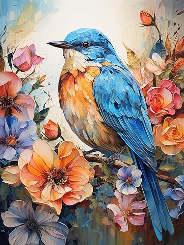 Miniatura 1 de Zariocy Kit de pintura de diamante 5D con pájaro, pintura de bricolaje con arte de diamante, animal redondo de taladro completo, pintura de bordado