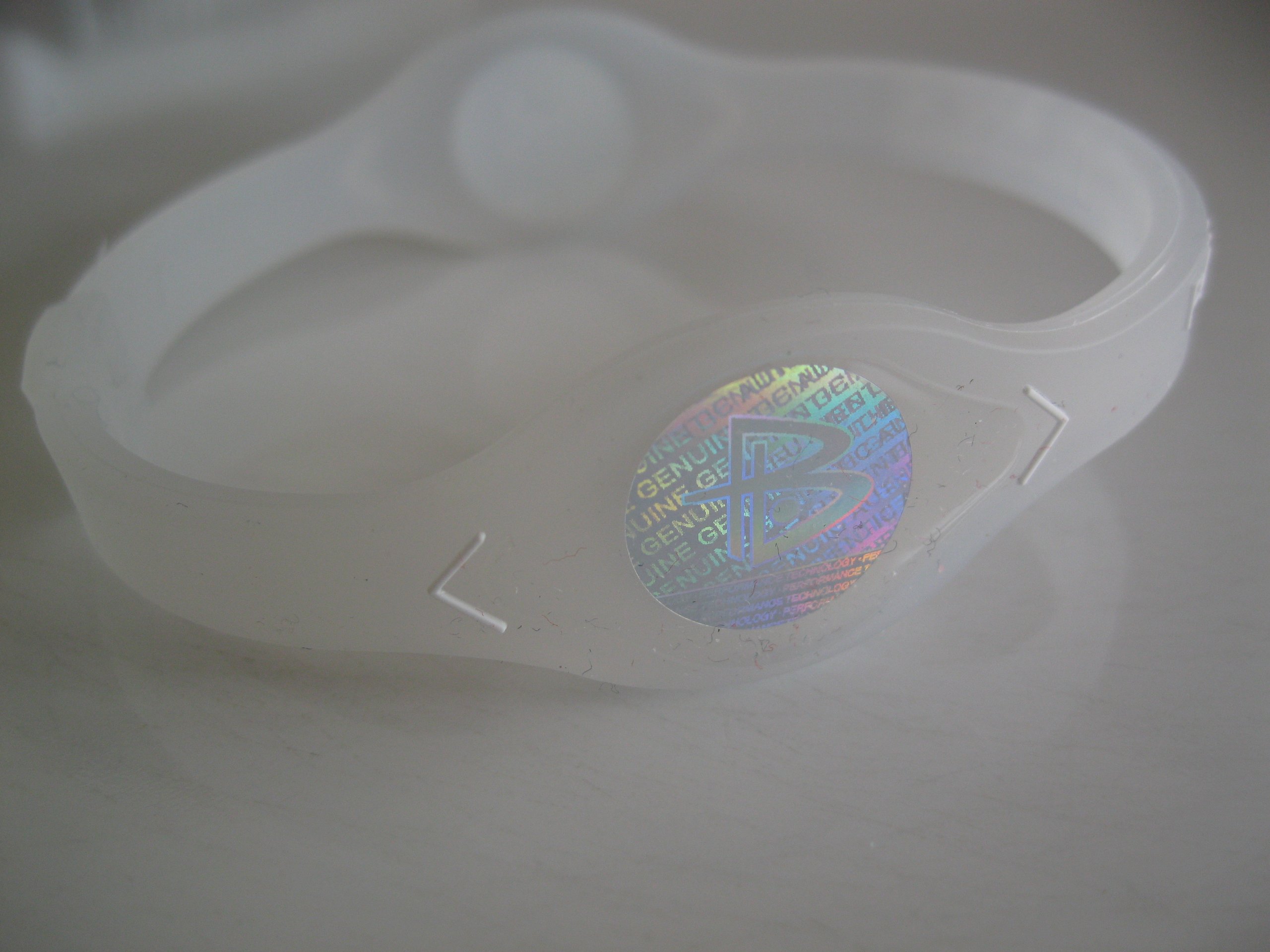 Power Balance Wristband Silicone Bracelet Medium Clear White w/White Letters