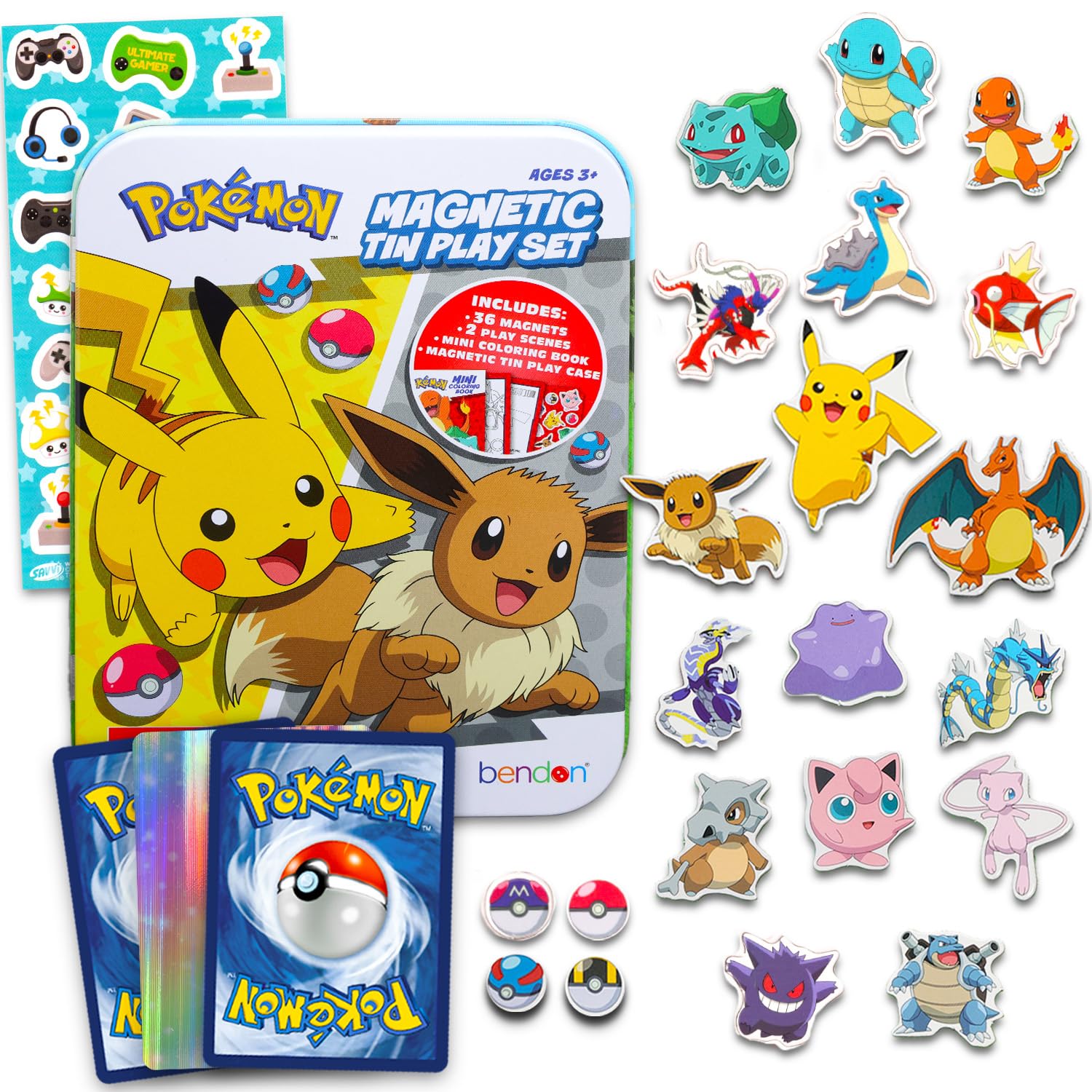 Pokemon Refrigerator Magnet Set - Bundle with 36 Fridge Magnets for Toddlers, Kids Learning Developmental Toys Plus Stickers, More | Magnetic Toys