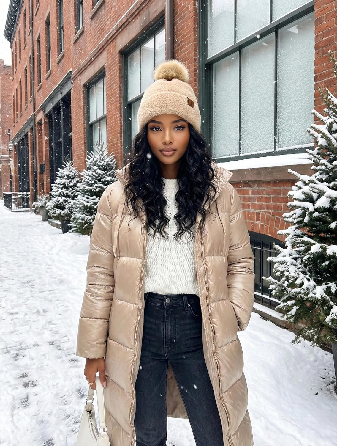 Funky Junque Beanie for Women Ultra Soft Chenille Faux Fur Pom Pom Winter Hats Warm Ski Cap Fashion - Image 9