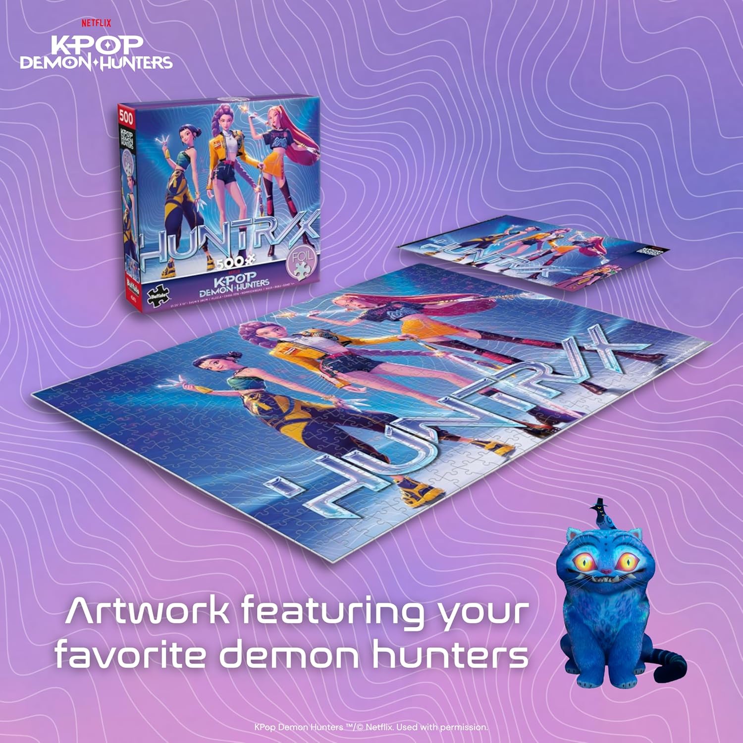 Buffalo Games – Kpop Demon Hunters - for The Fans - 500 Piece Foil-Finish Jigsaw Puzzle - Colorful Puzzles for Adults – Precision-Cut Pieces, Beautiful Artwork, and Hours of Fun