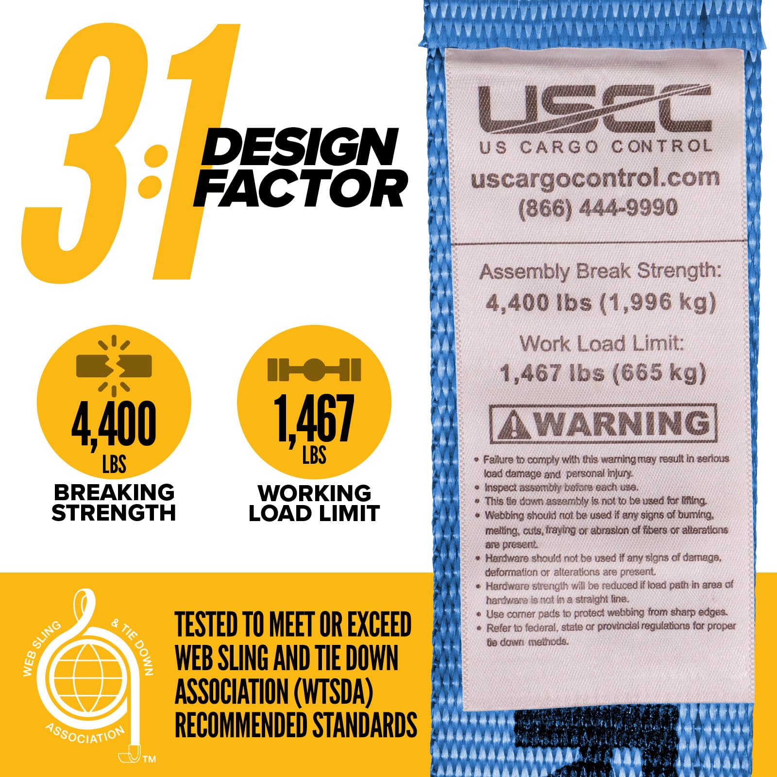 Sangle à Cliquet E-Track De 5,1 Cm X 3,6 M Avec Raccords à Ressort