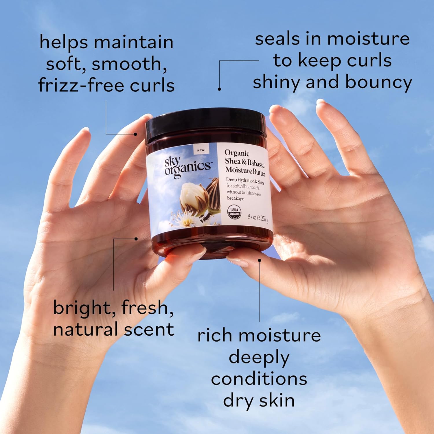 Sky Organics - Organic Shea Butter, Deep Hydration Hair & Skin Nourishing Butter for Curly Hair, Frizz Control, and Smooth Skin – Organic Plant Oils Blend – Vegan, Cruelty-Free - Image 5