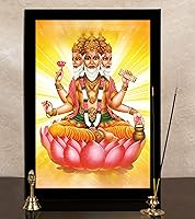Vista 6 de Lord Brahma On Lotus - Marco de fotos religioso con marco, marco de pared negro, marco de fotos de elefante de Dios, decoración de pared