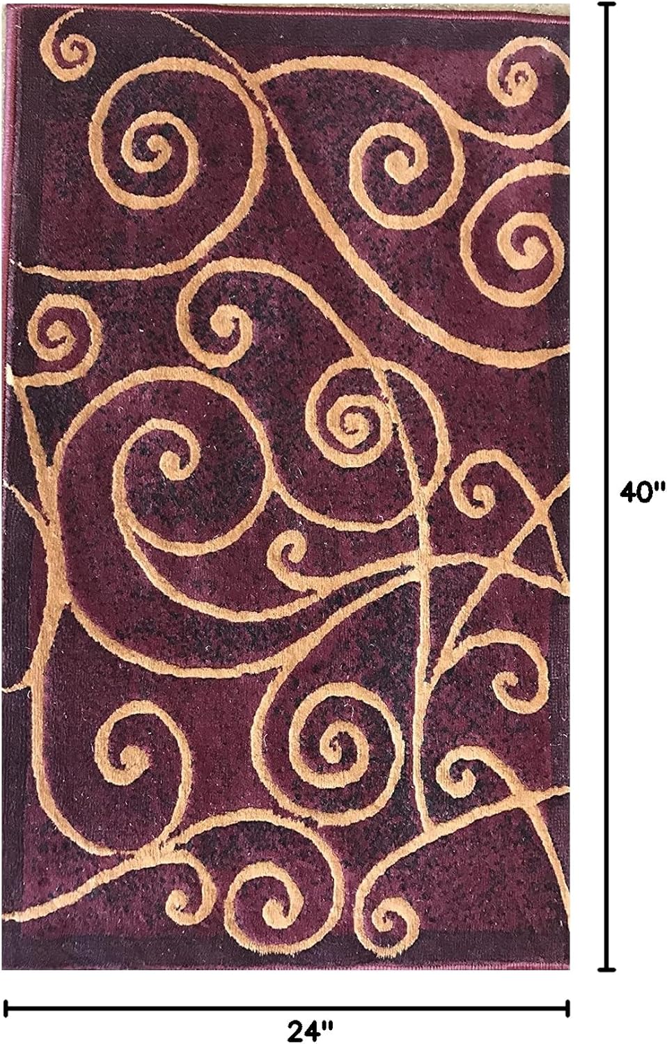 YHSF Modern Contemporary Area Rugs for Living Room, Bedroom, Office, Dining Room, Entryway – Washable, Easy to Clean, Soft Swirl Design, Modern Area Rug – 2x3.4 Feet, Burgundy