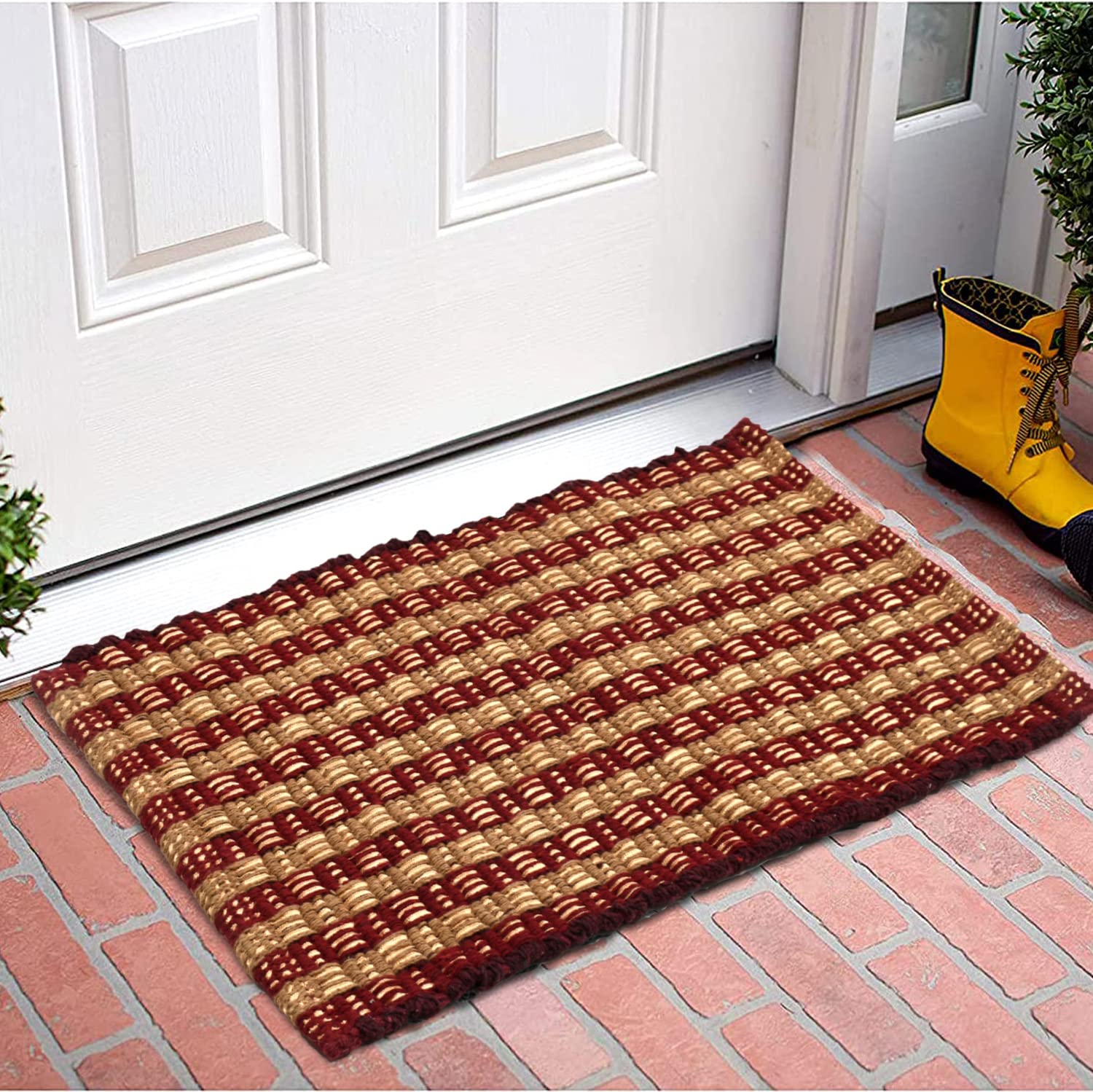 Kuber Industries Strips Design Multiuses Washable Cotton Door Mat, Bathmat, 23"x14" (Maroon) (B09RSV7KQJ) Amazon Price History, Amazon Price Tracker
