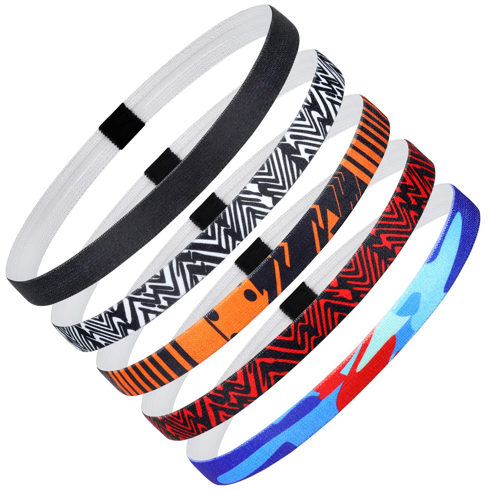 PROPOG Headbands for Women, 5 PCS Unisex Sports Hair Band, Thin Hair Band Boys & Children, Elastic Headband Men's Sports Non-Slip Headbands, Thin Hair Bands for Football, Yoga, Running-picture-21