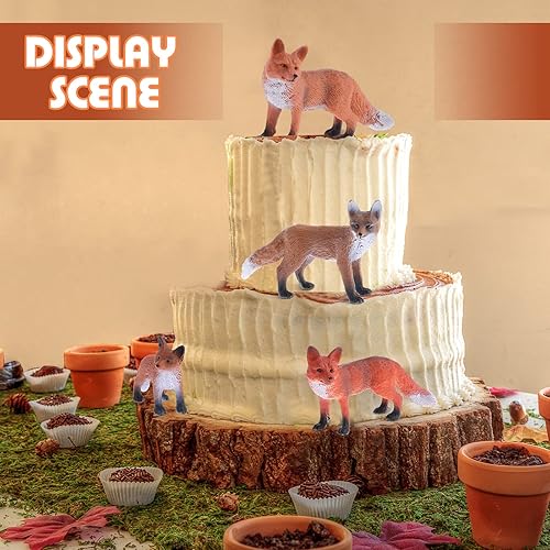 Miniatura 4 de Zomiboo Juego de 16 figuras de juguete de zorro, juguetes de plástico de PVC rojo, juguete realista en miniatura, juego de mini figuras de zorro