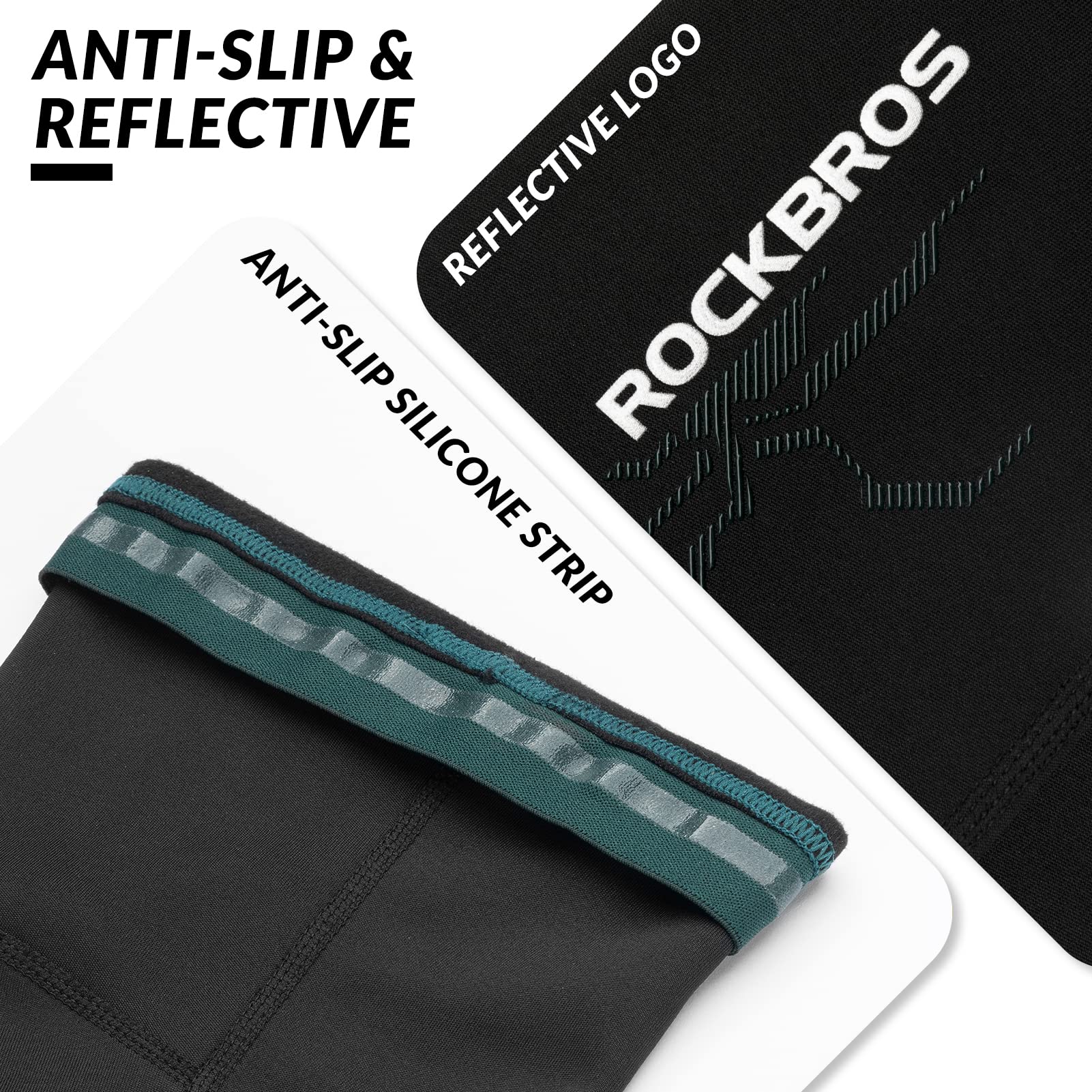 ROCKBROS Manchettes Jambières Ensemble Thermiques Hiver Élastique Couvre-Bras Genouillère Antidérapant Coupe Vent Course Cyclisme Basketball Randonné Basketball Homme Femme Noir Vert/Bleu S-3XL
