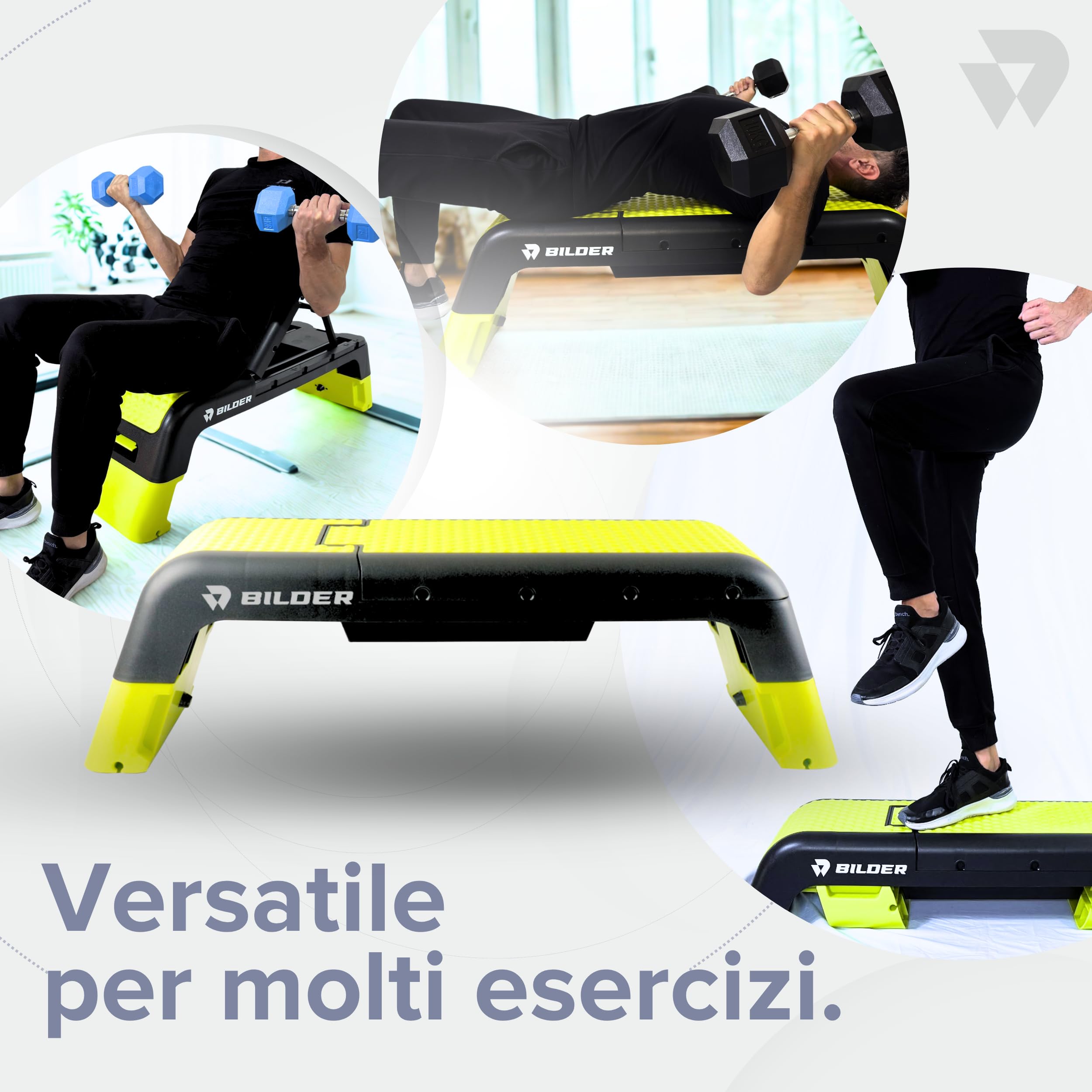 BILDER - Step per Allenamento Aerobico e di Equilibro, Stepper Fitness Casa e Palestra Antiscivolo, Altezza Regolabile - Migliora Forza e Coordinazione, Capacità di Carico