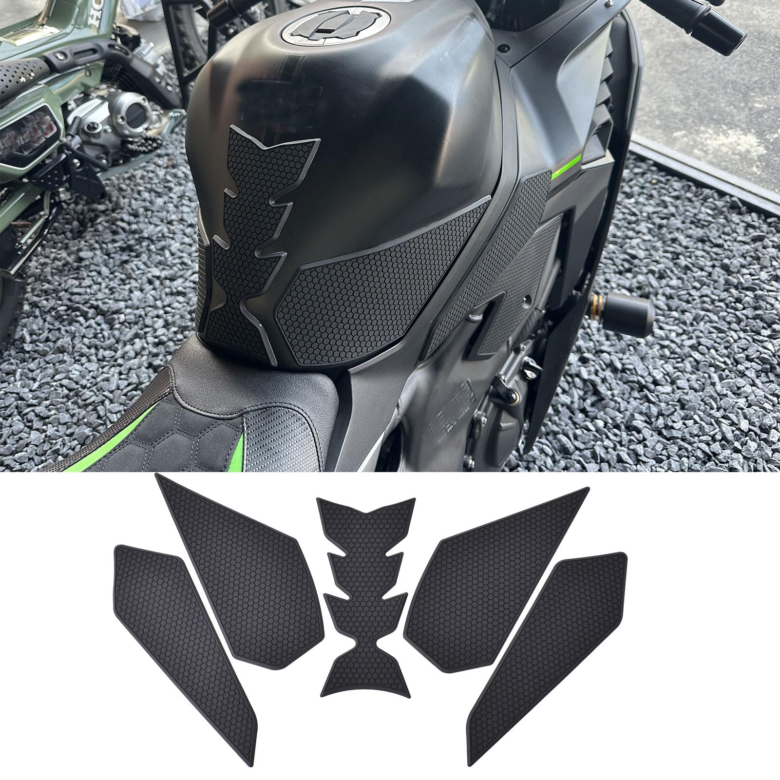 Motorrad-Tankpads, Schutzaufkleber, passend für Ninja ZX4RR ZX4R ZX 4RR ZX-4R 2023 2024, Tankgriff-Seitenaufkleber, Anti-Rutsch
