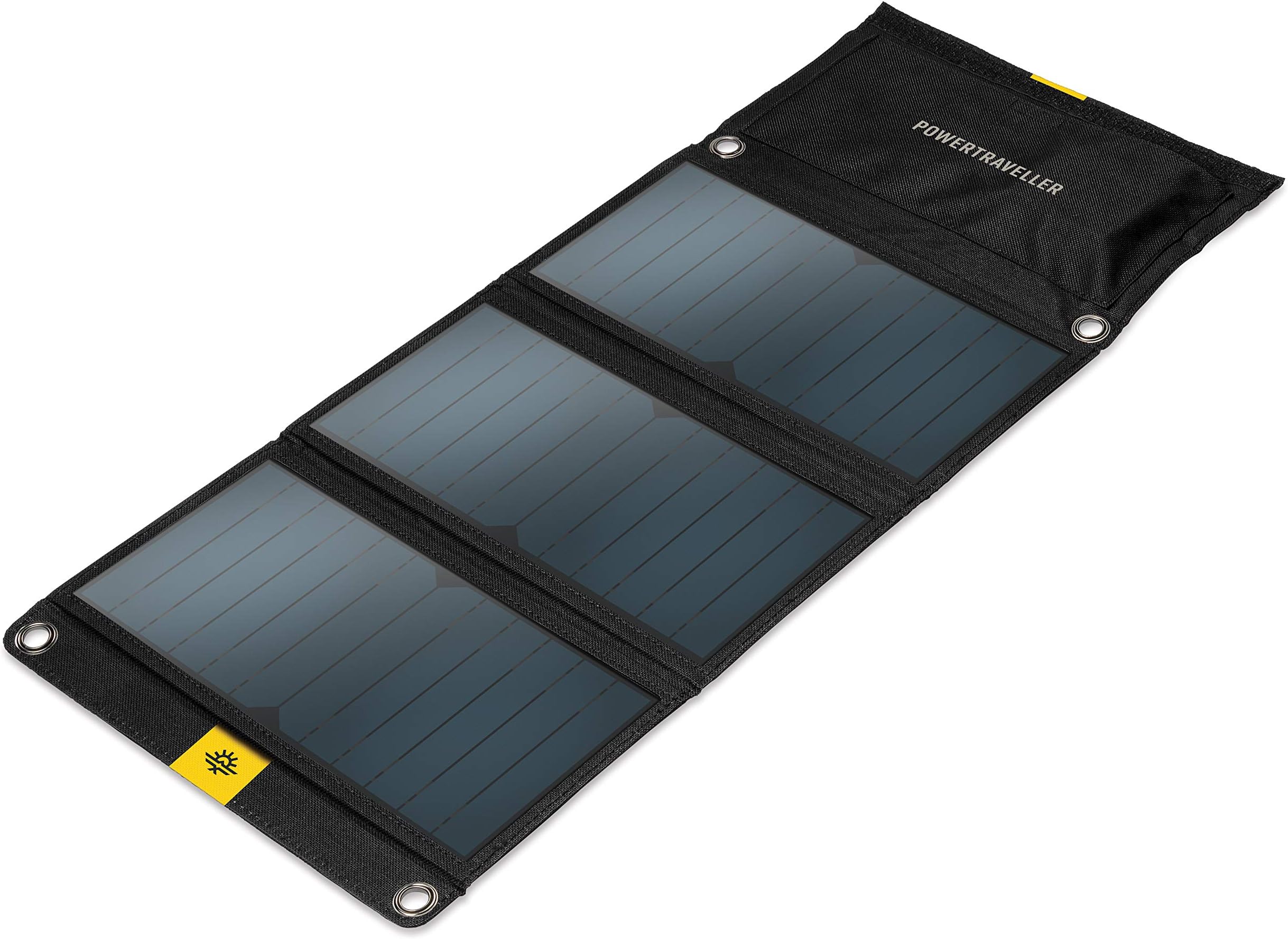Powertraveller Falcon 21: Portable 21-Watt Folding Solar Charger – 5V USB and 20V DC outputs, Splashproof, Rugged, Lightweight, Charges Laptop (under 40-Watt), Tablet, Smartphone, SAT Phone, GPS, Act