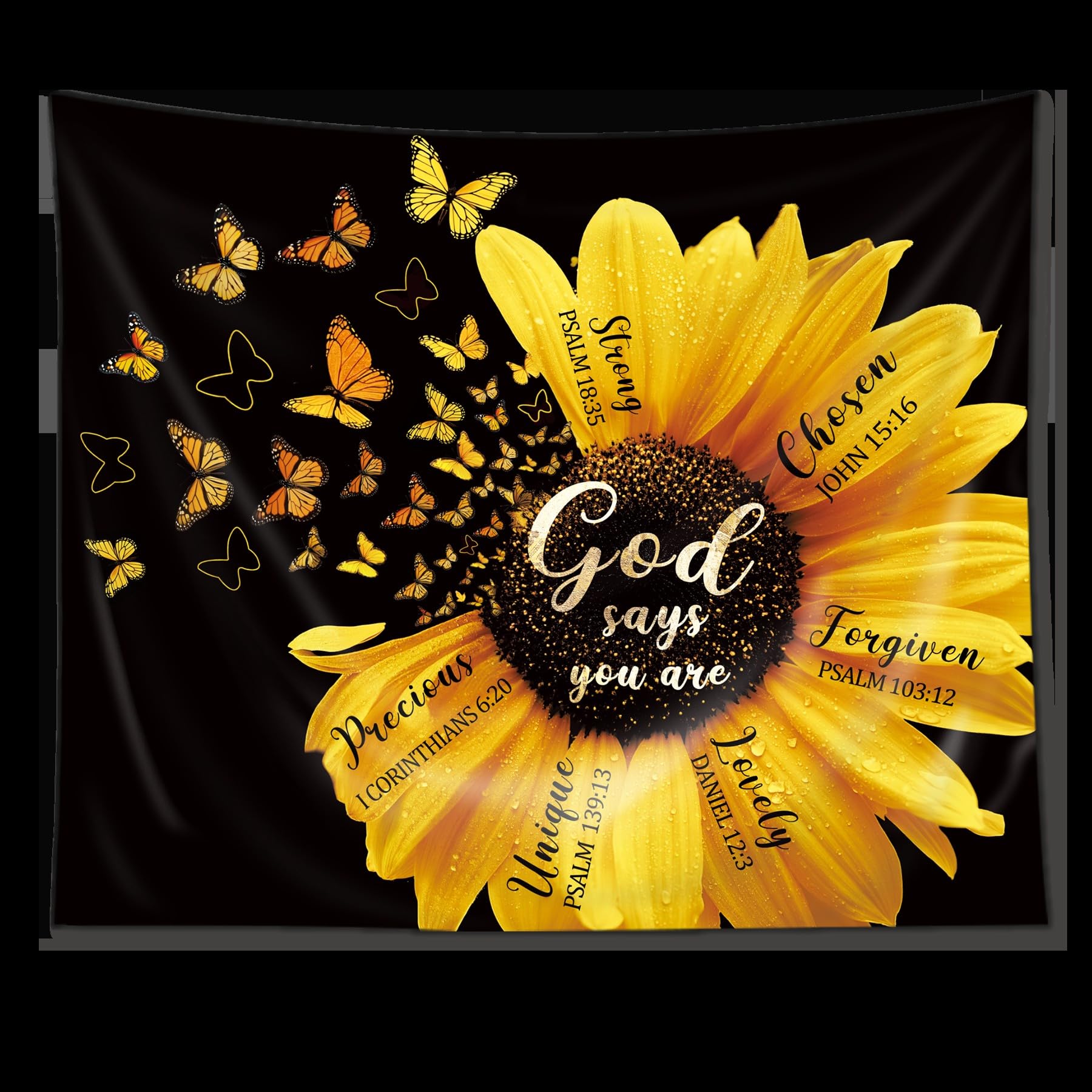 Amazon.com: AMBZEK Black Yellow Sunflower Tapestry 51Hx59W Inch