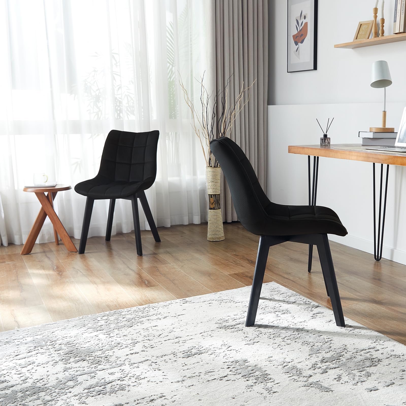 EUGAD Chaises de Salle à Manger Lot de 4,Noir