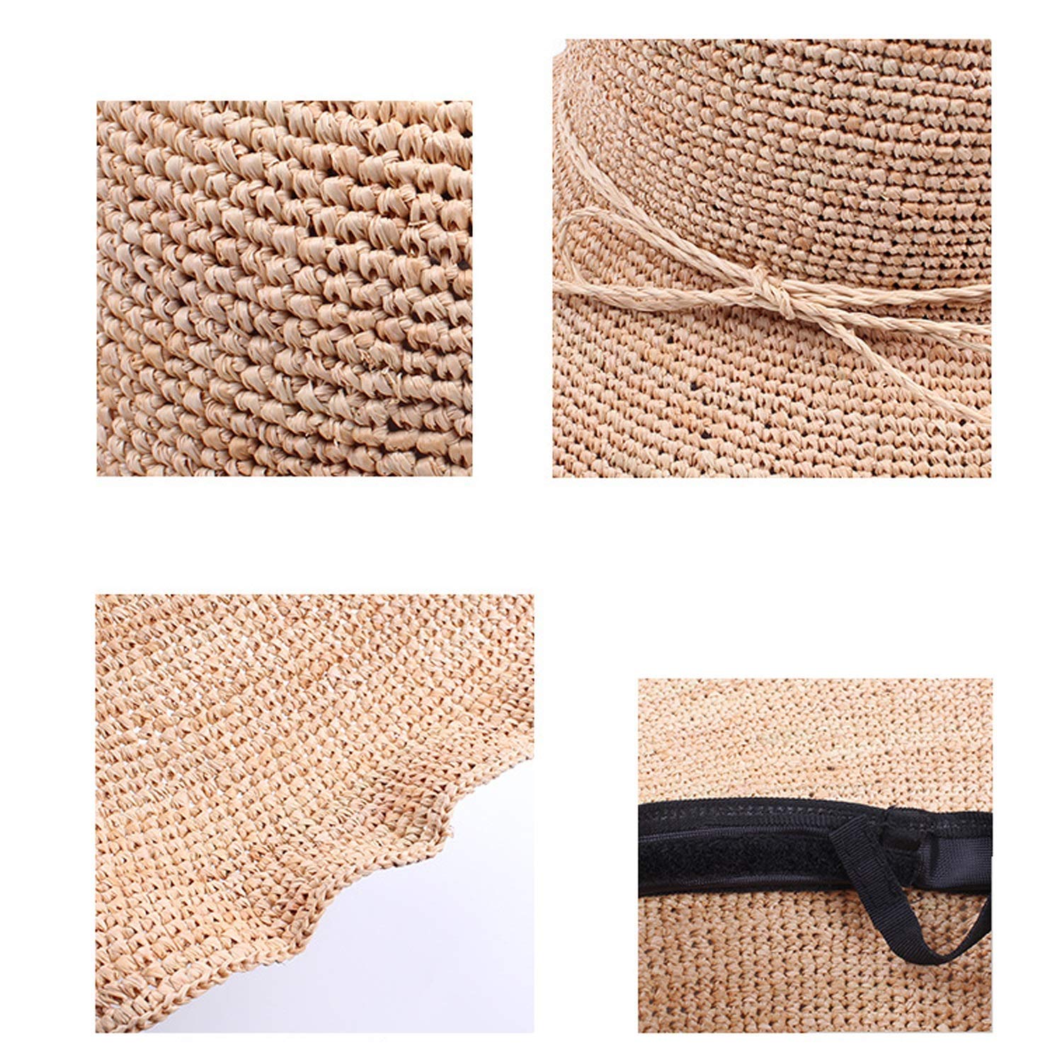 Sombrero de Paja de Lafite Hecho a Mano de Hecho a Mano de Hombre Sólido Transpirable Sombrero Plegable Sombrero de Paja Primavera Y Verano Sombrero Sombrero Sol Pescador Sombrero Pescador