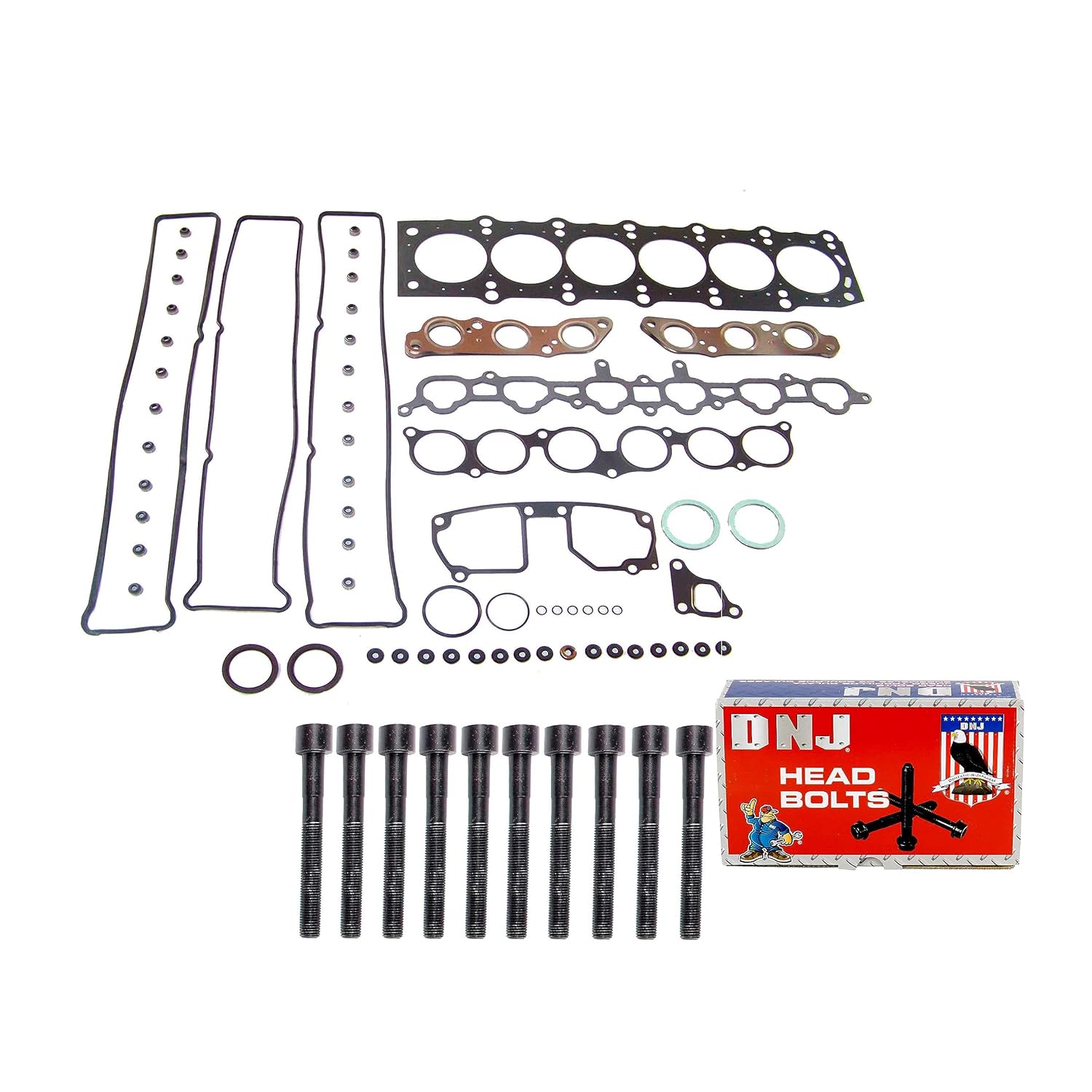 DNJ HGB952 Cylinder Head Gasket Set with Head Bolt Kit for 1998-2005 Lexus, Toyota GS300, IS300, SC300 3.0L L6 24V DOHC 2997cc