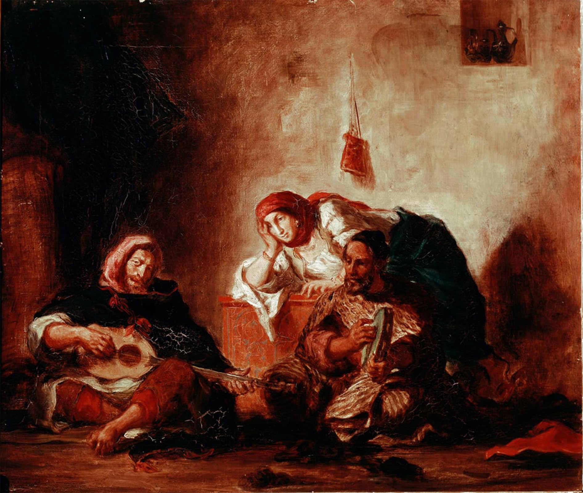 ARTXLXXBN Famous Painting Art Wall Decor Abstract Art Picture Orientalism Jewish Musicians of Mogador Morocco Painting by Ferdinandeugene Delacroix Animal Pictures for Home Decor 60x90cm