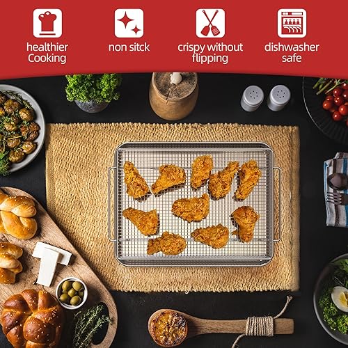 Miniatura 4 de Geesta Cesta para freidora de aire para horno con 50 recetas, 2 bandejas antiadherentes y cestas, accesorios para freidora de aire de acero