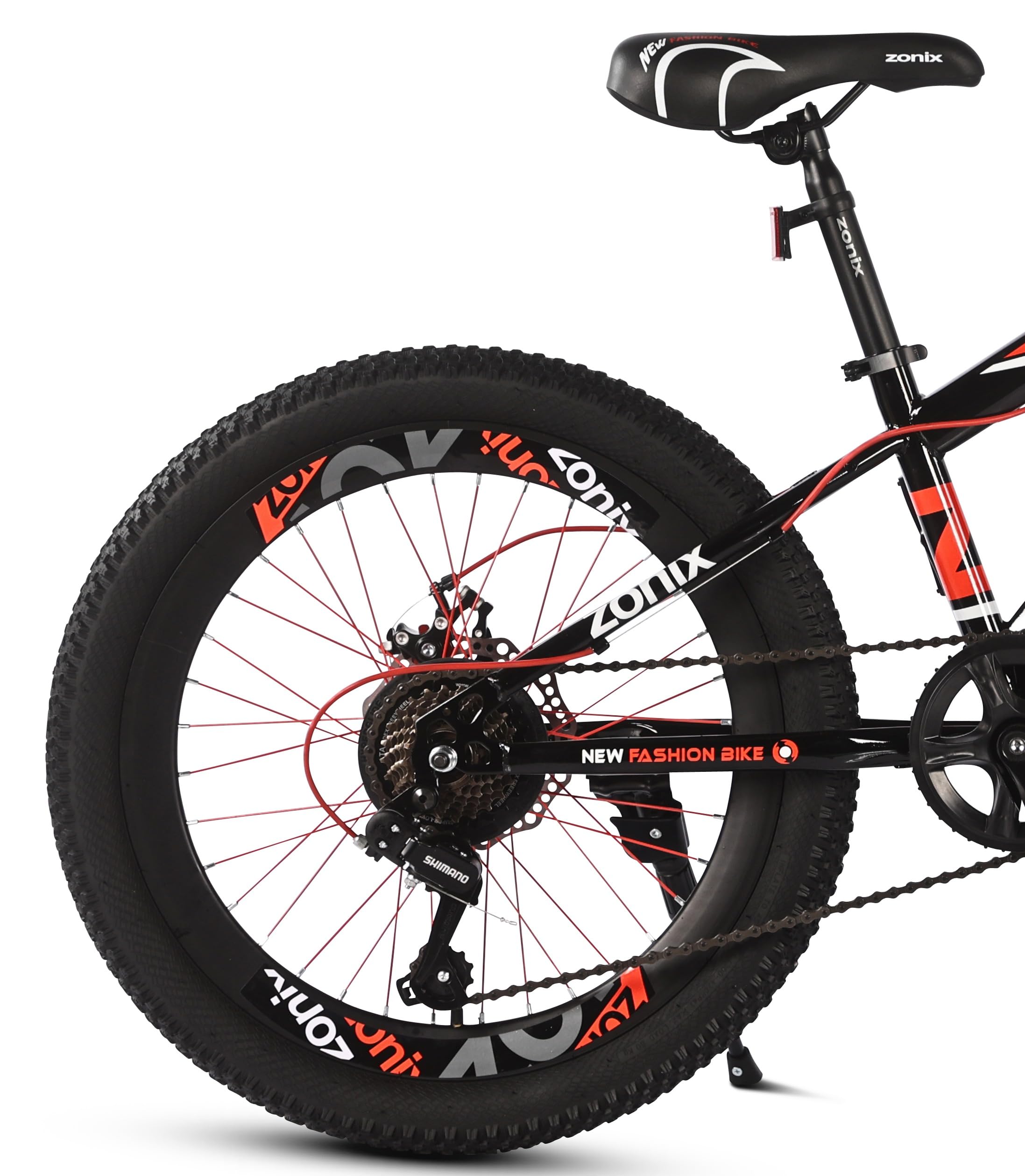 Zonix Kinderfahrrad 22 Zoll Mountainbike für Jungen und Mädchen von 6–10 Jahren – Shimano 7-Gang Schaltung, Doppelscheibenbremsen, gefedert, Rot
