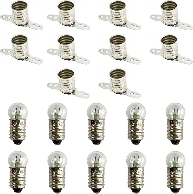 E10 Lampe Set: 10 Glühbirnen & Fassungen für Elektro-Schaltungen