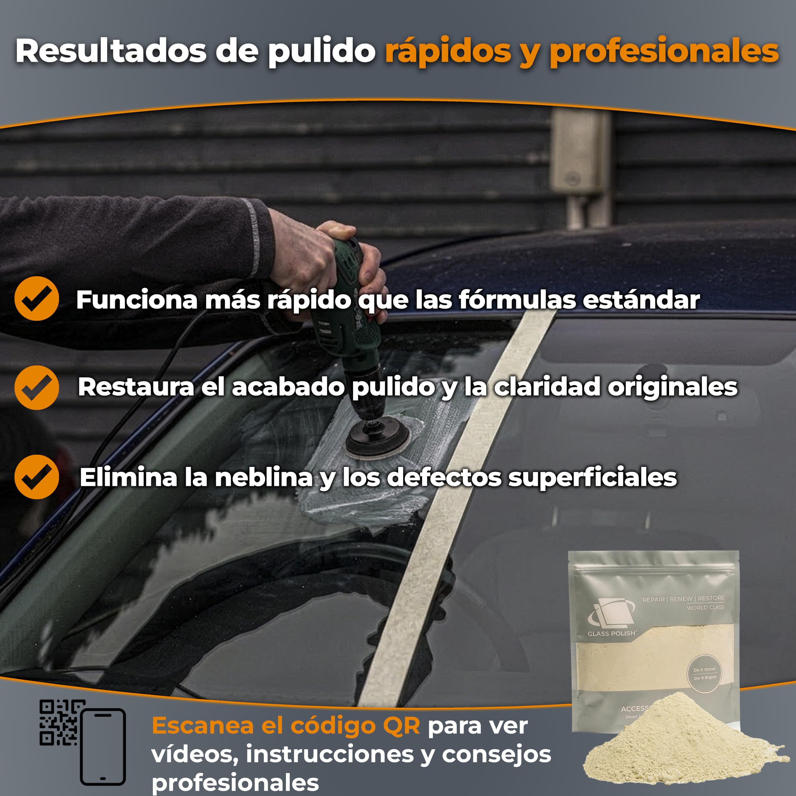 GLASS POLISH 1 kg Cerium Oxide, Compuesto de Pulido de Vidrio de Óxido de Cerio Grado Fino 95% Puro, Fórmula Tratada en Suspensión, Partículas de 2,5 Micras, Performance de Pulido Mejorada