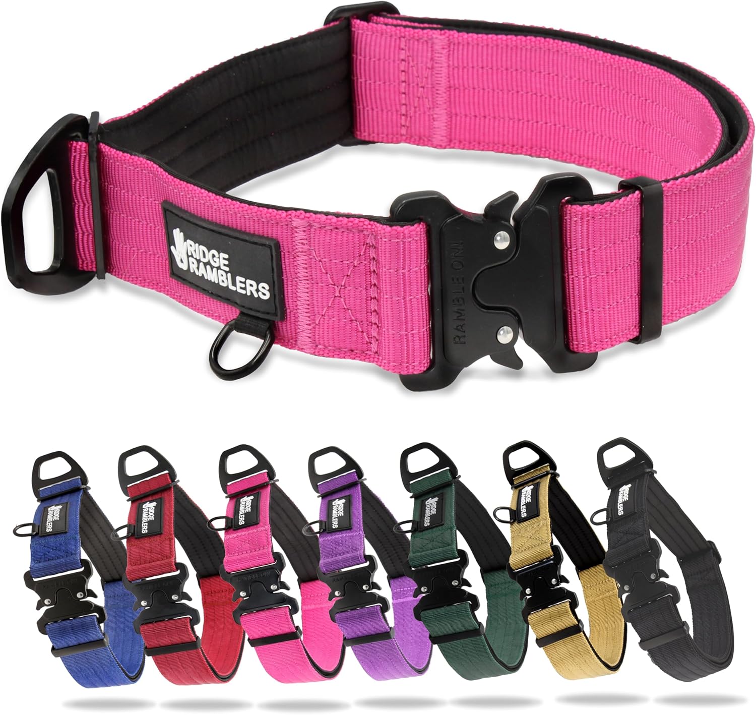 Premium Heavy Duty Dog Collar with Quick Release Metal Buckle - 1.5in Wide Military Grade Tactical Dog Collar with Thick Soft Neoprene Lining and Reinforced Nylon