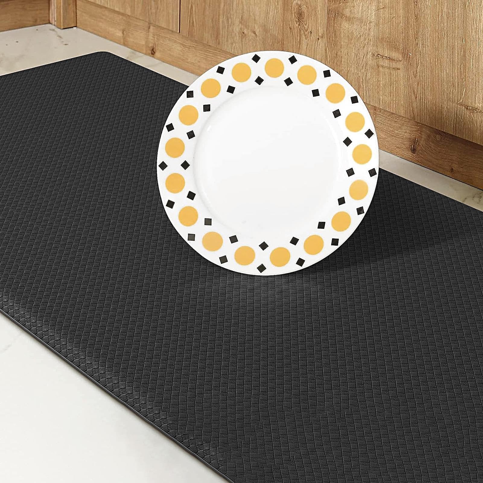Non Slip Kitchen Mat, Kitchen Floor Rugs, Smooth Scratch-Resistant PU Carpet Cushion, for Bathroom, Porch, Hallway, Living Room, Outdoor, Indoor, and Garage, 17.32x47.24x0.31 Inches