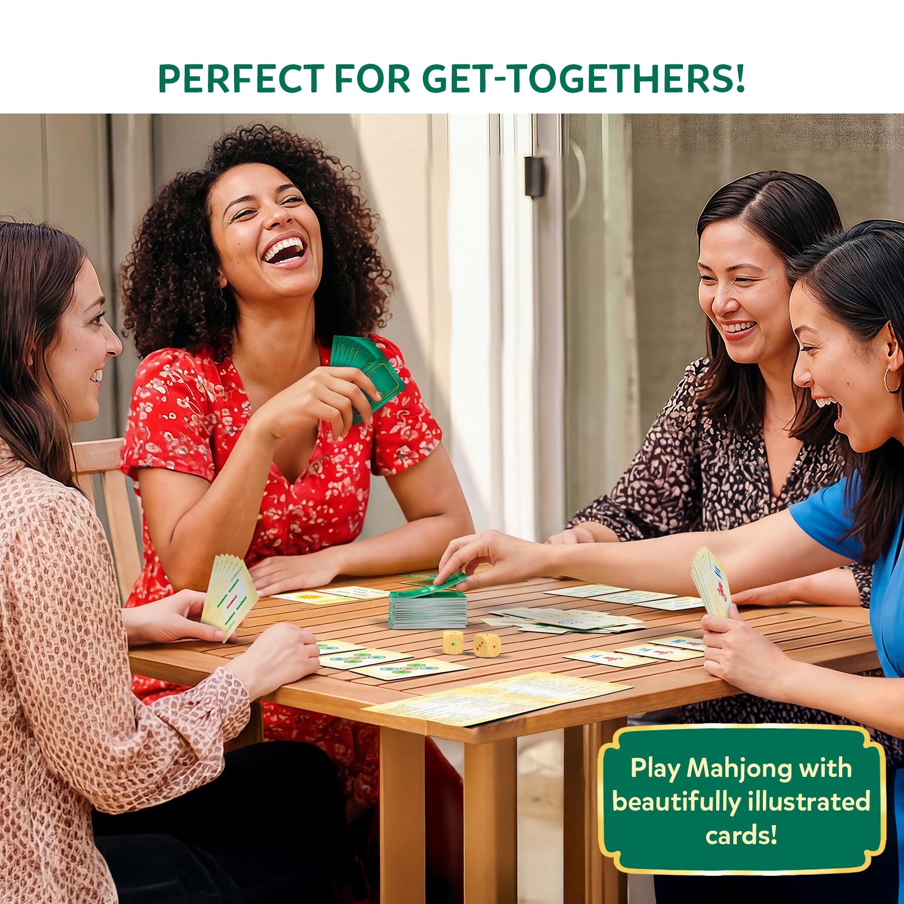 Gouda Games Mahjong Go! Card Game – Classic Mahjong Reimagined as a Card Game, American-Style Rules Inspired Strategy Game, Fast-Paced & Travel-Friendly, 4 Players, Gift for Adults & Teens