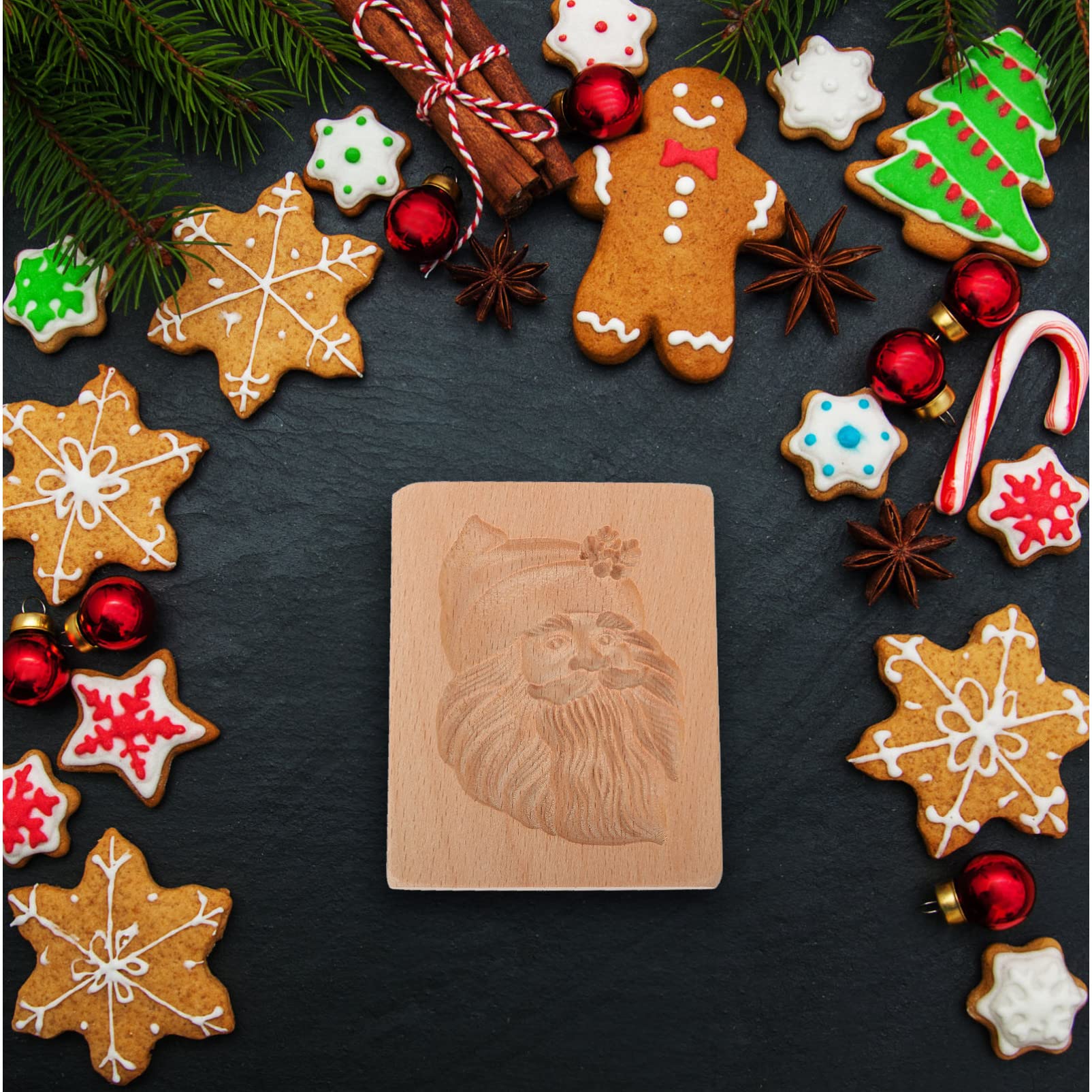 Amosfun 3 Pièces emporte-pièce en bois fondant maison diplômé Pâtisserie empreneurs à biscuits gâteau emporte piece pere noel moule gateau noel moule de Noël sur le thème de noël