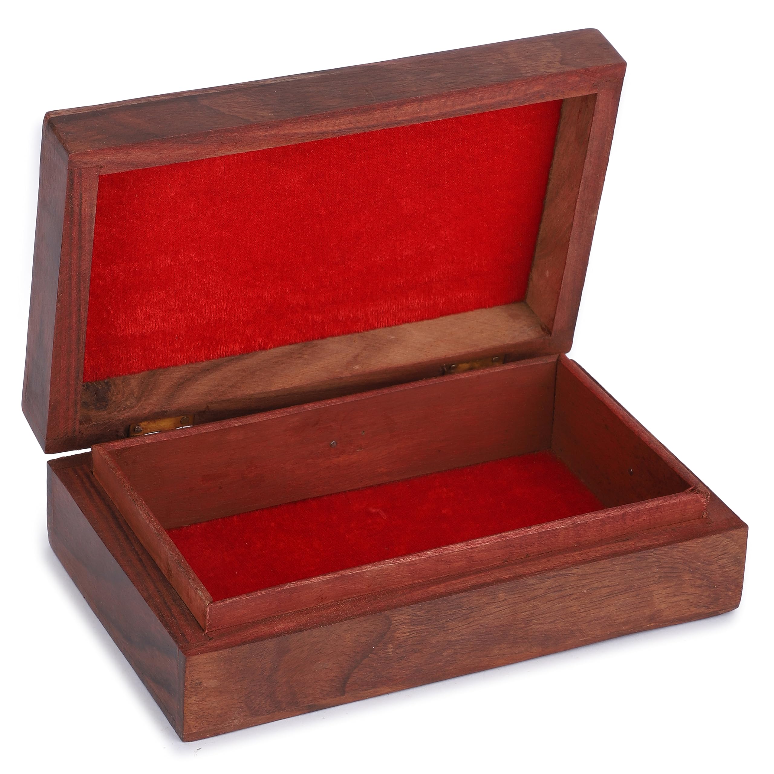 Ajuny Schmuckschatulle aus Holz Handgeschnitzt Dekorativ mit Blumen und Blatt Design Mehrzweck Schatztruhe Organizer Reise Andenken Schmuckhalter Uhrenbox Geschenke 20.3 x 12.7 cm