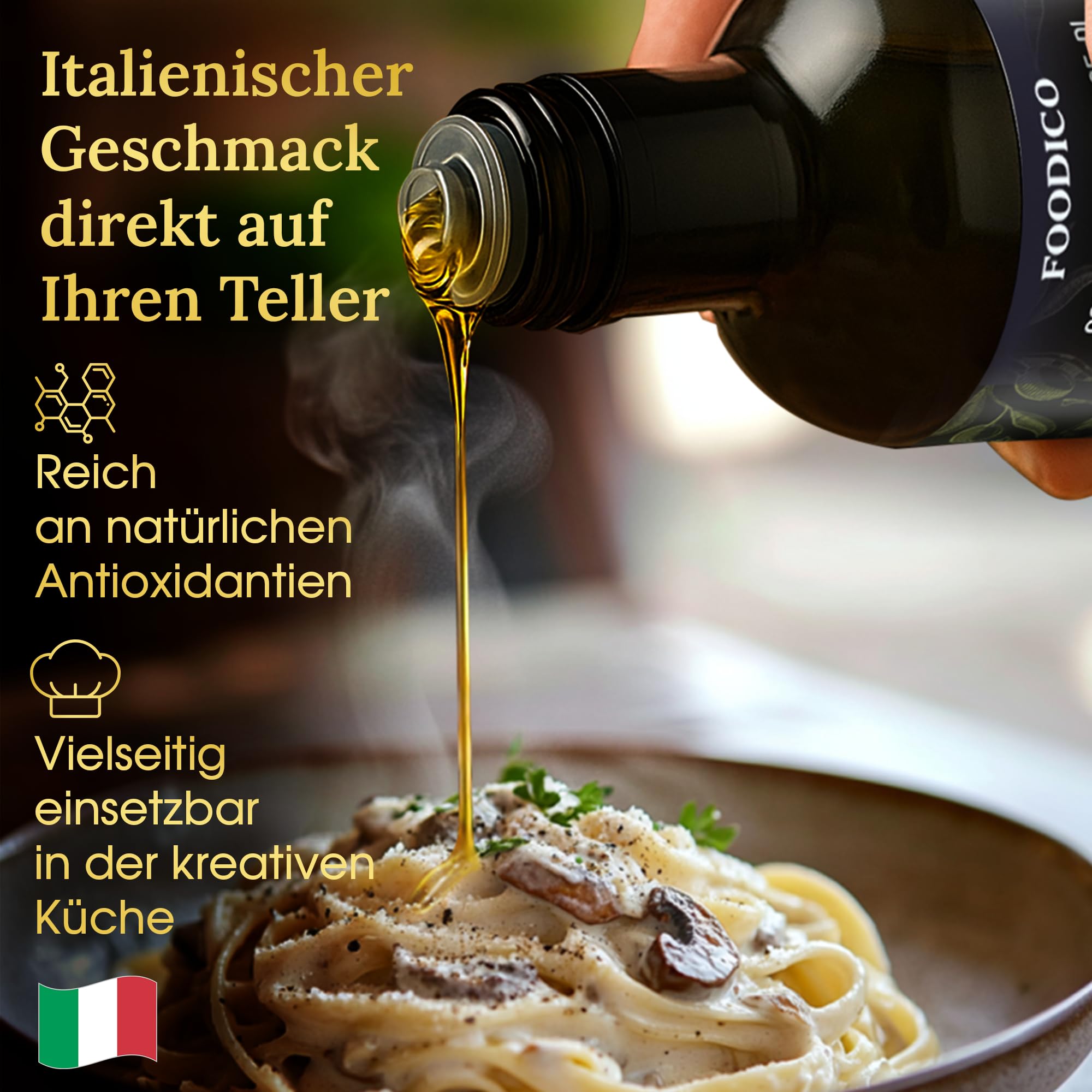 Foodico Trüffelöl mit schwarzem Trüffel | Italienisches Olivenöl Extra Vergine | intensiv | 250 ml
