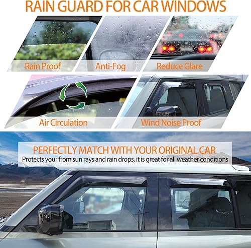 Miniatura 2 de Compatible con deflectores de ventana lateral Land Rover Defender 110/130 2020-2024, protectores de lluvia de montaje exterior ABS, protectores de