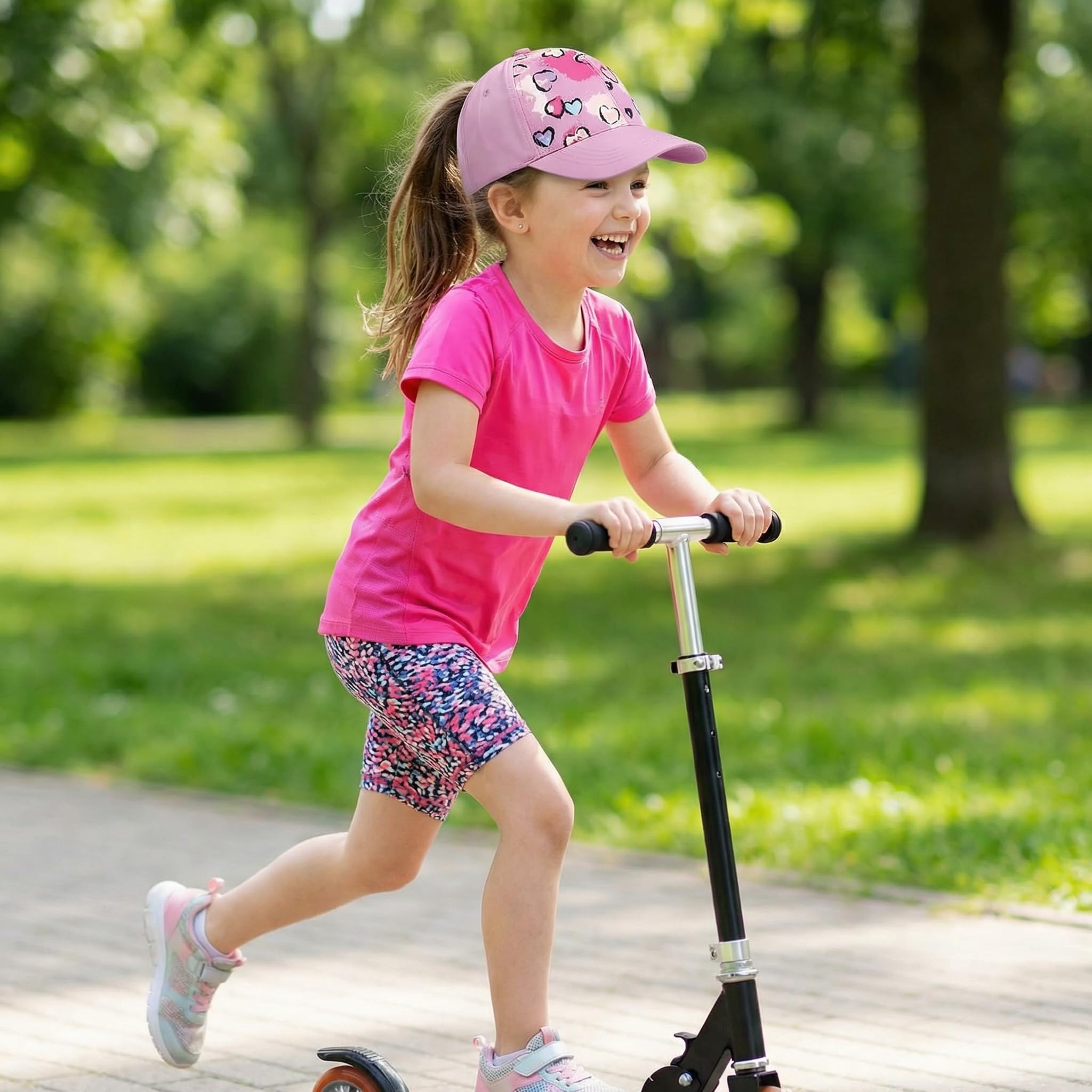 YAMEE Gorra de Béisbol para Niñas Suave Transpirable Gorra de Cola de Caballo,Gorras Béisbol al Aire Libre Sencillo y Elegante,Sombrero de Sol de Niños Ajustable para Camping Vacaciones Playa
