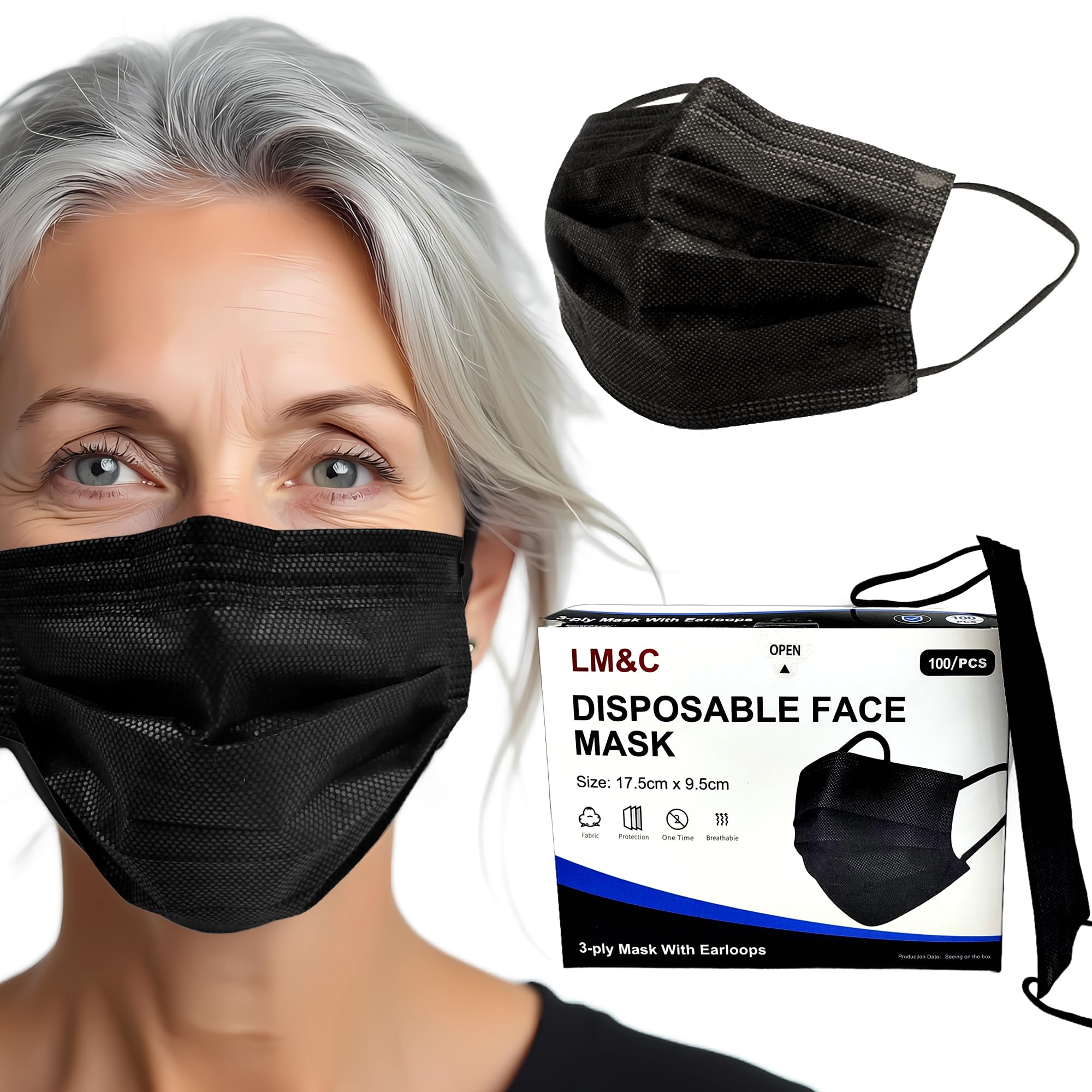 Premium Black Face Masks - 3-Ply Protection -1