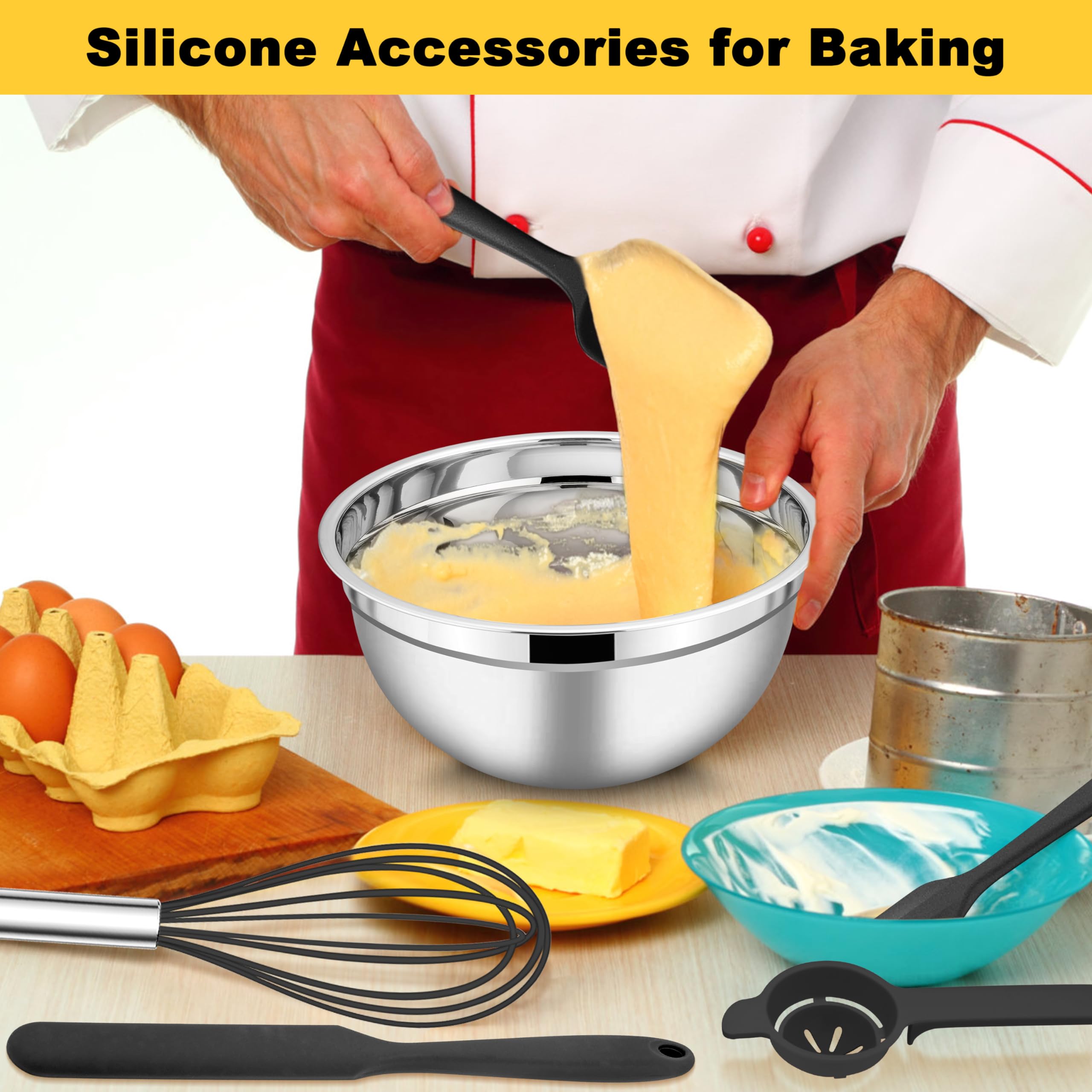 Set 5 Ciotole In Acciaio Inox Herogo Con Coperchi E 3 Grattugie | Lavabile In Lavastoviglie