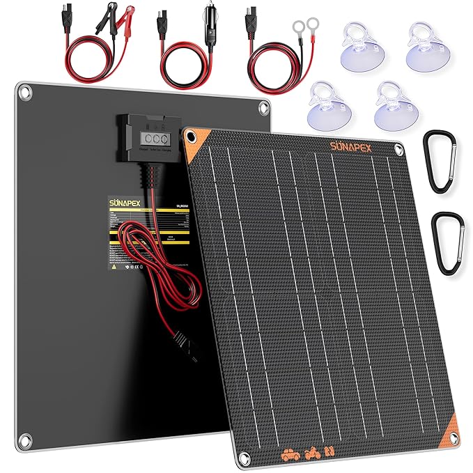 SUNAPEX 12V 20 Watt Solar Trickle Charger Maintainer