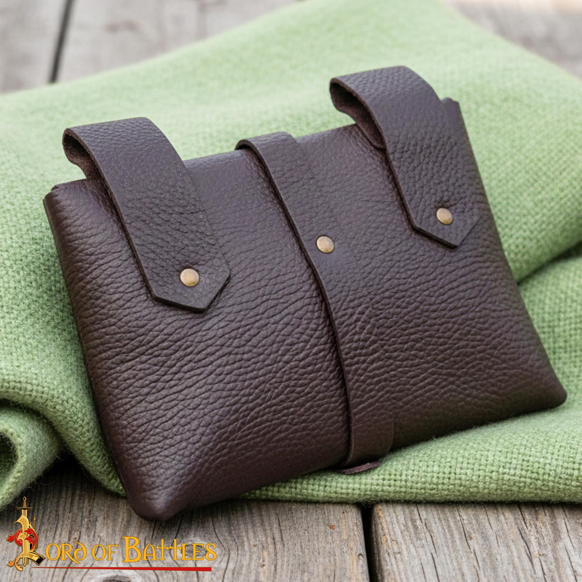 Lord of Battles Mittelalterliche Gürteltasche aus Leder | Renaissance-Kostüm | LARP Taille Kostüm COSPLAY | Kuriertasche